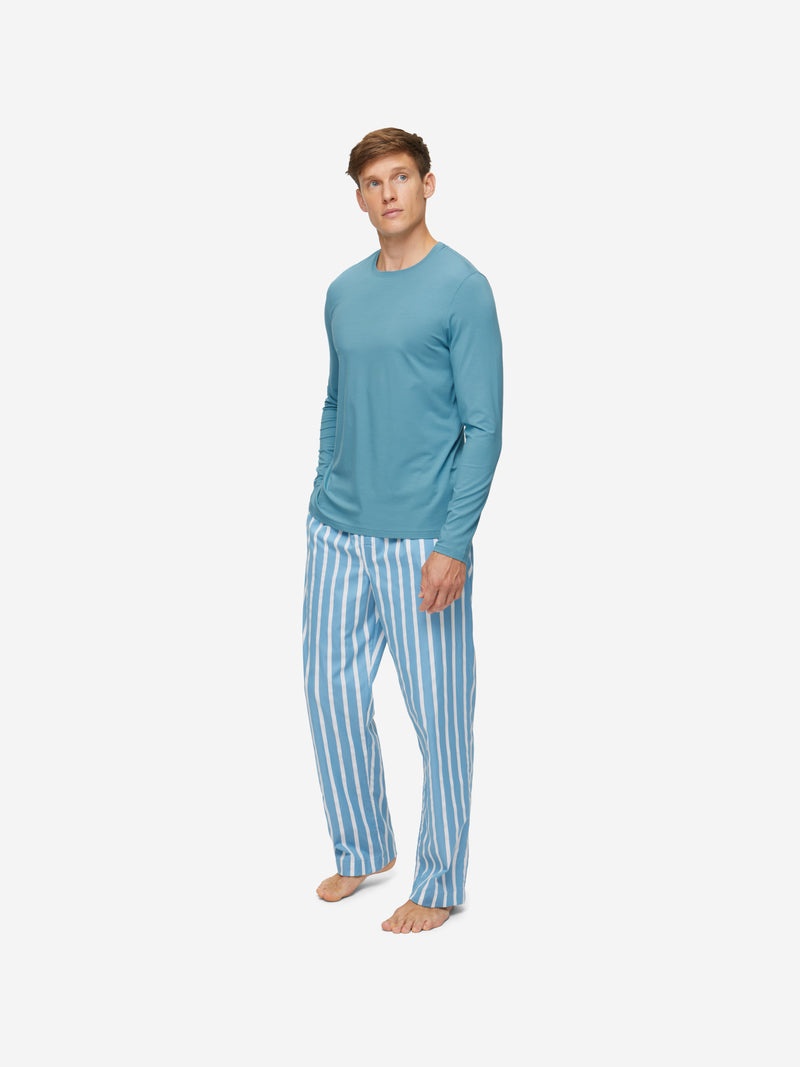 Men's Long Sleeve T-Shirt Basel Micro Modal Stretch Harbour Blue - 3