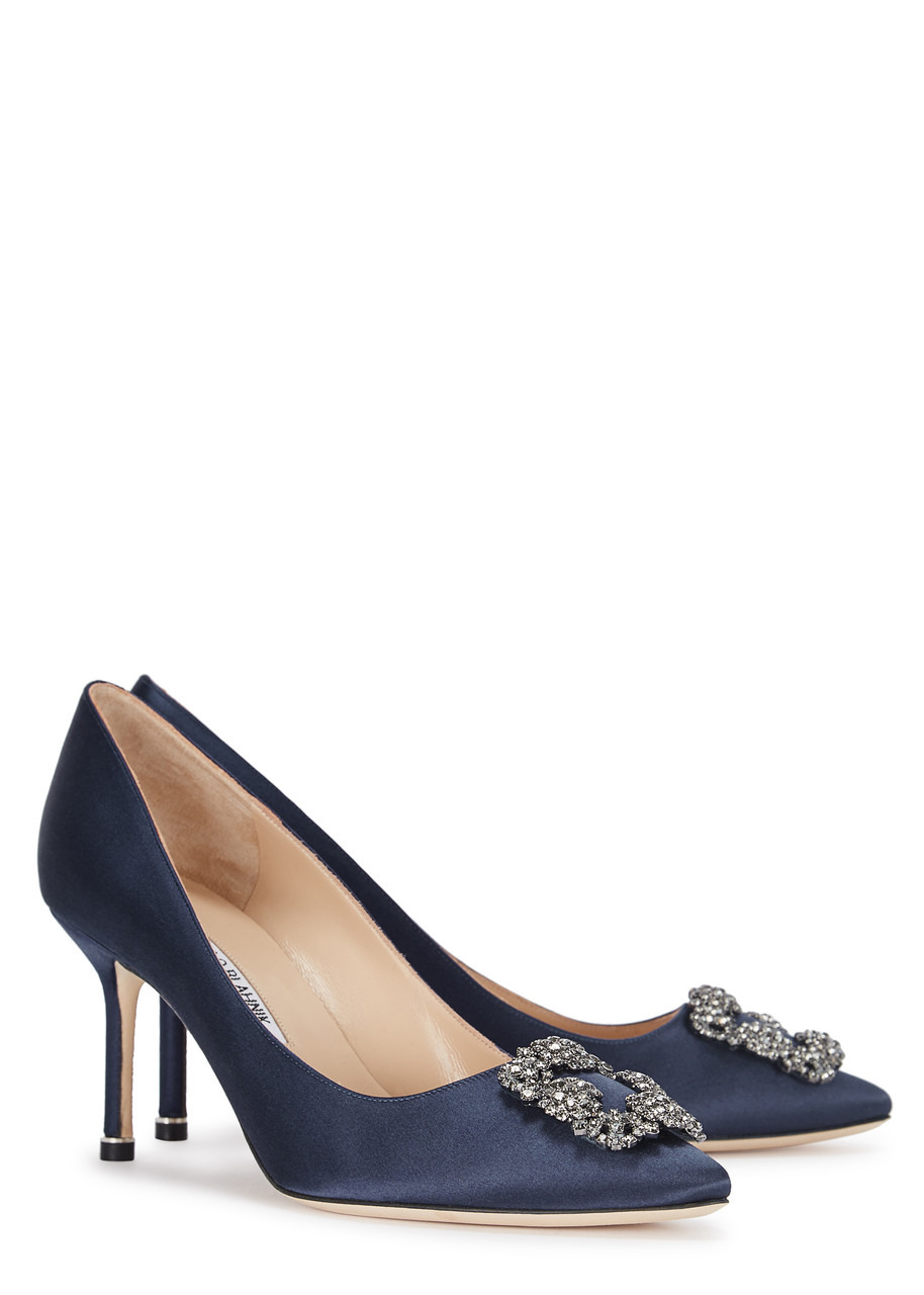 Hangisi 75 navy silk satin pumps - 2