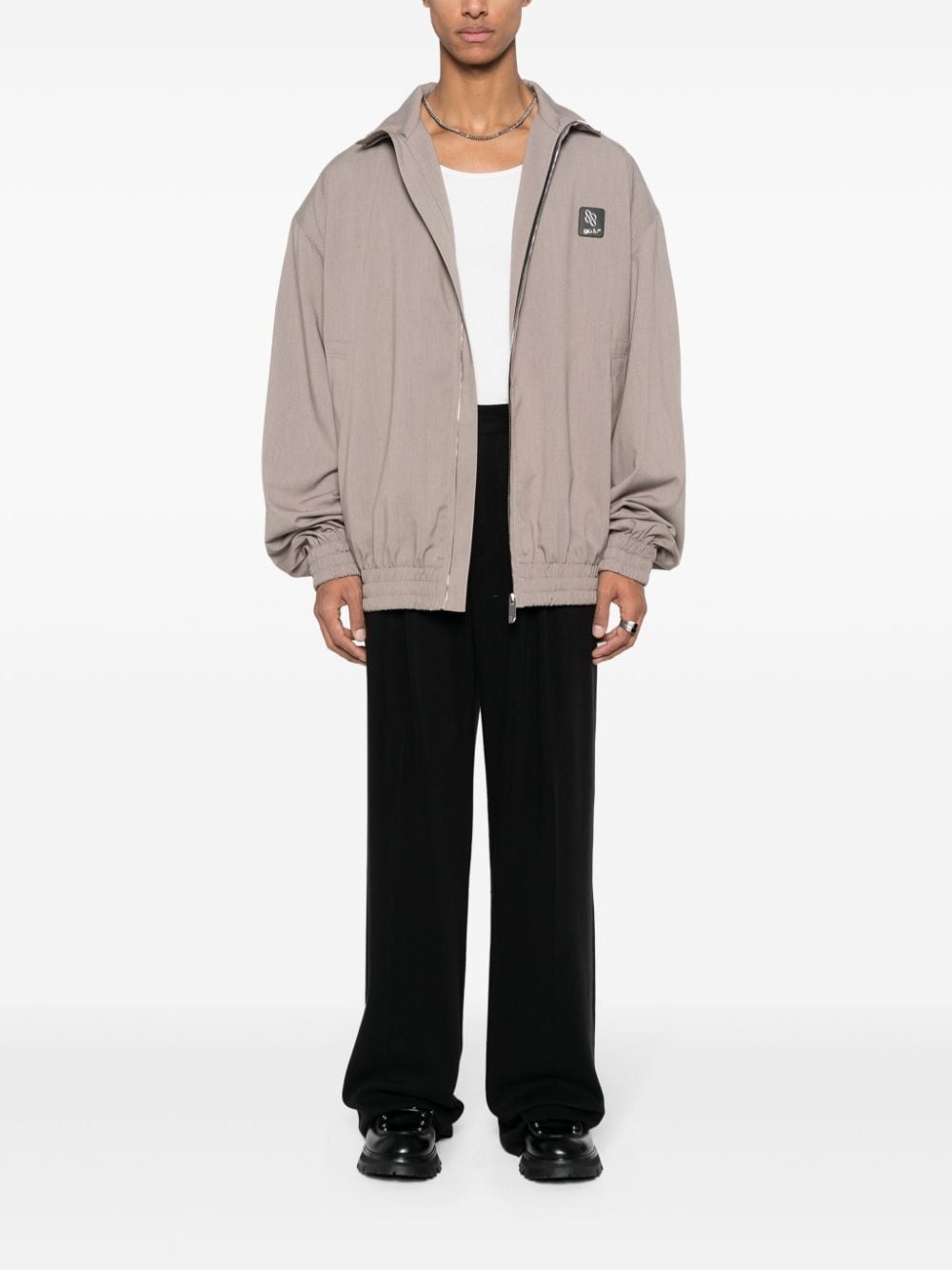 logo-appliquÃ© drop-shoulder jacket - 2