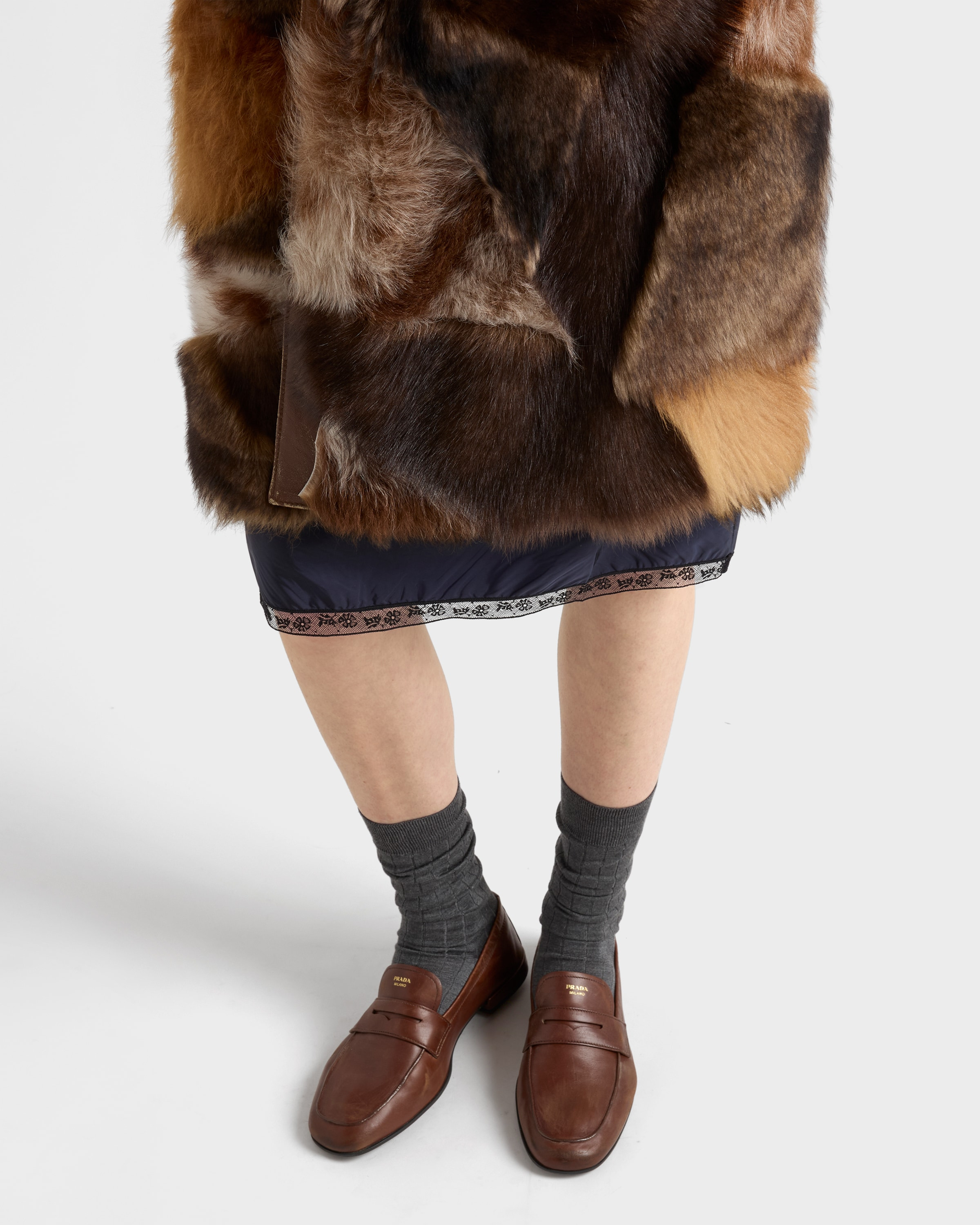 Patchwork shearling coat - 4