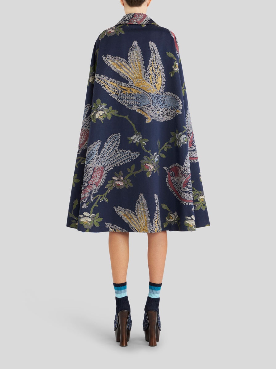 DENIM JACQUARD CAPE WITH BIRDS - 5