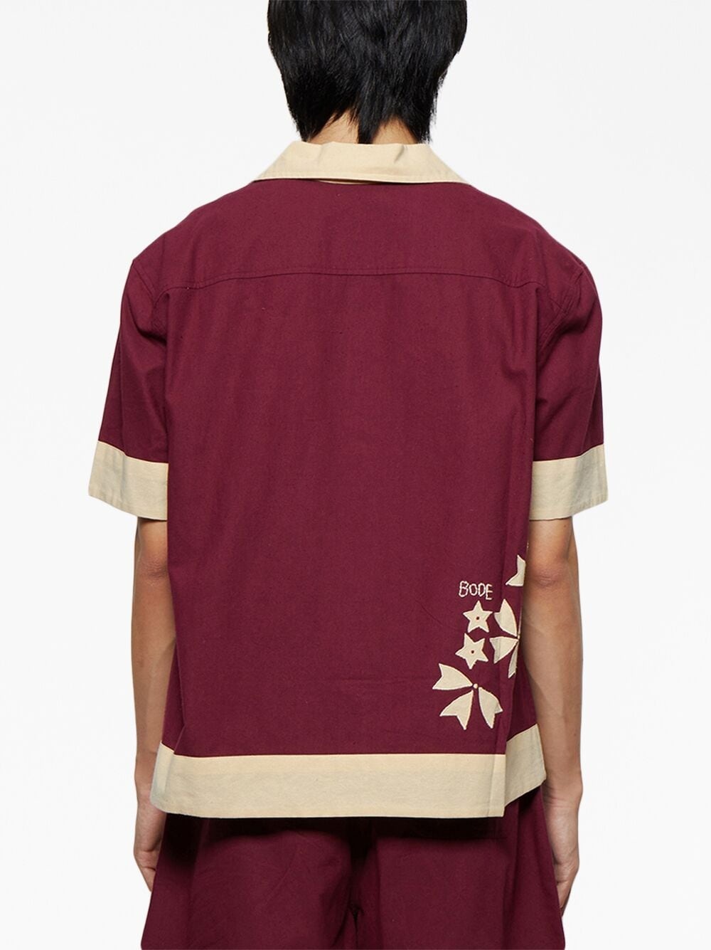 Moonflower appliqué cotton shirt - 5