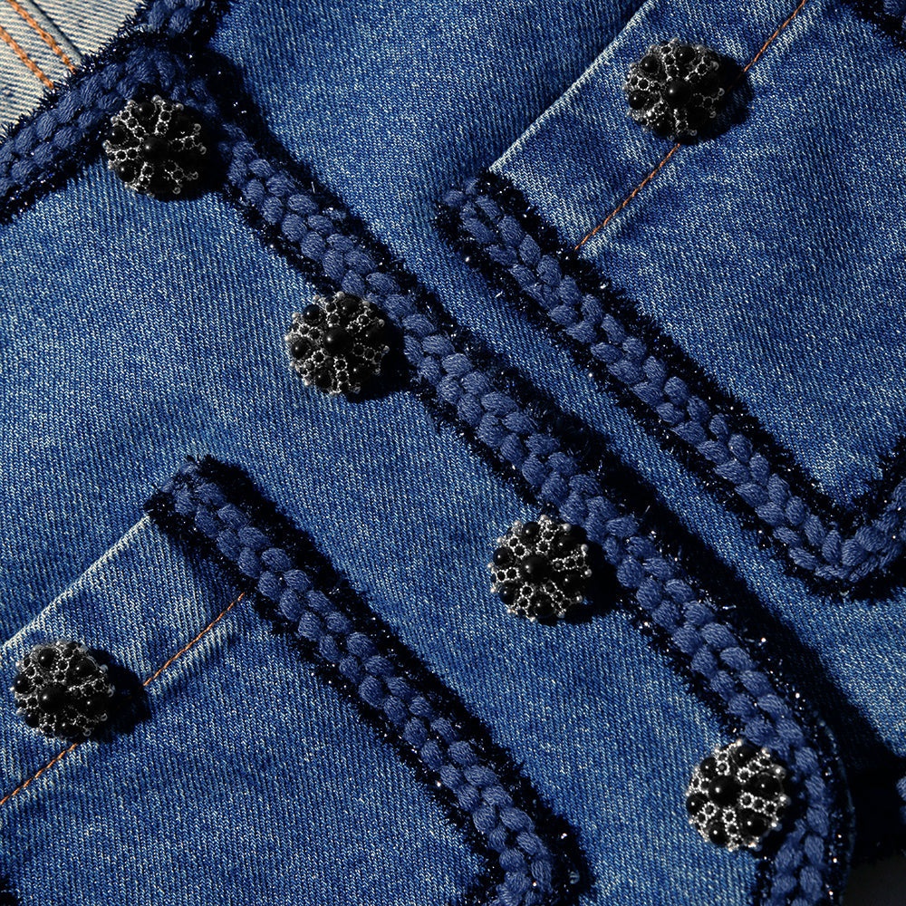Denim Jacket With Braid Detail - 5