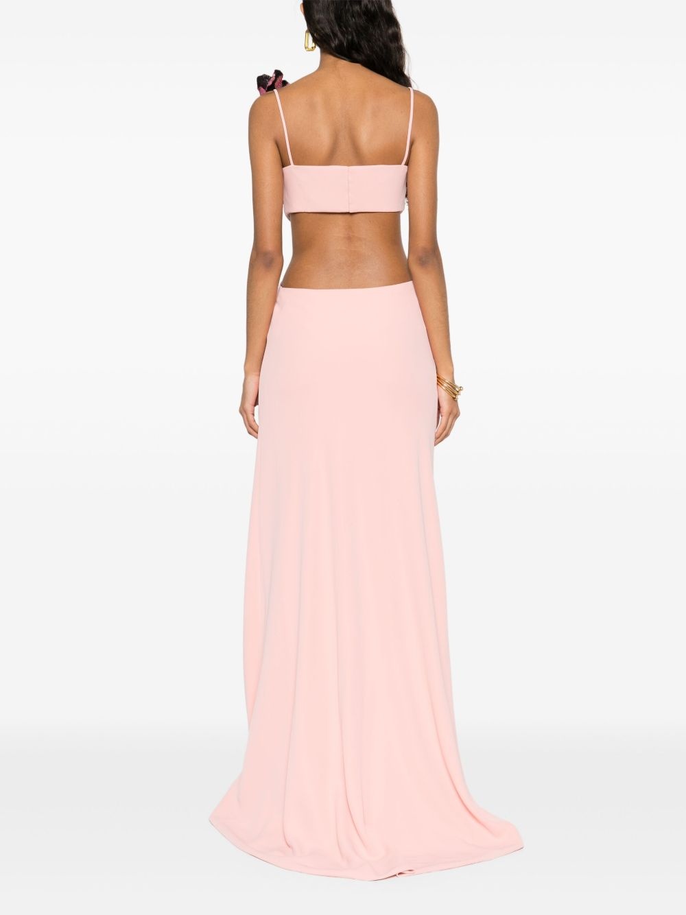 floral-appliqué gown - 4