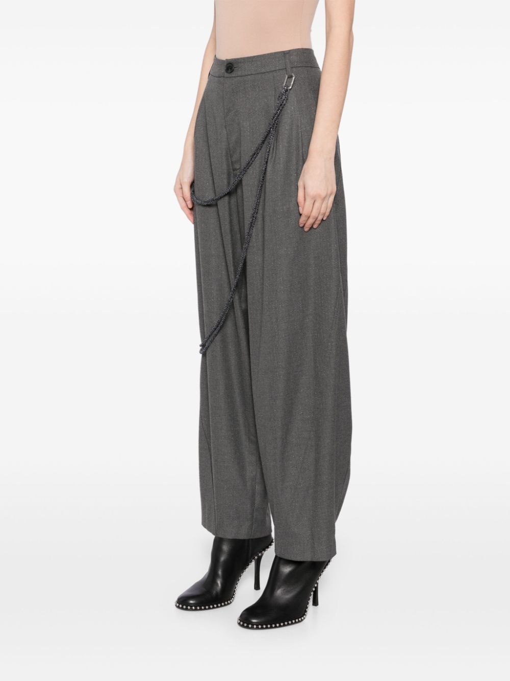 chain adorned wide-leg trousers - 3