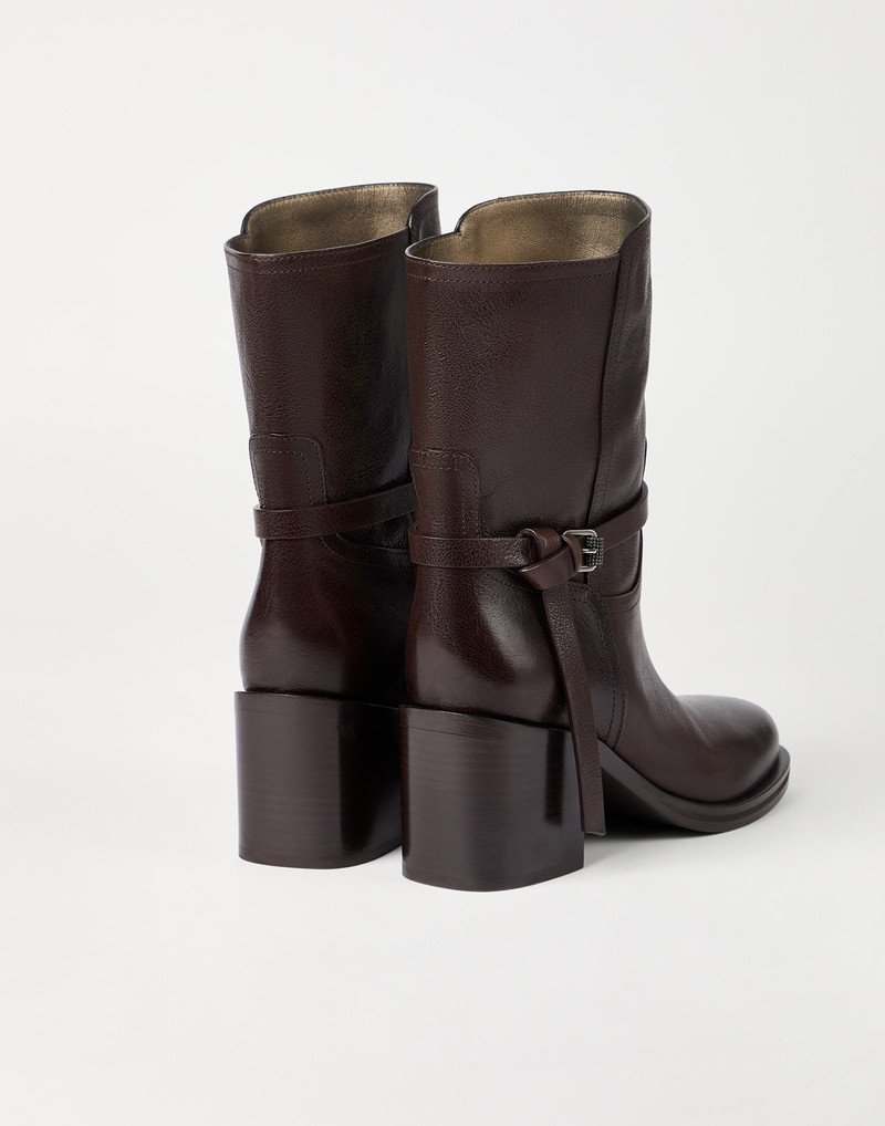 Brunello Cucinelli Classic leather ankle boots with monili outlook