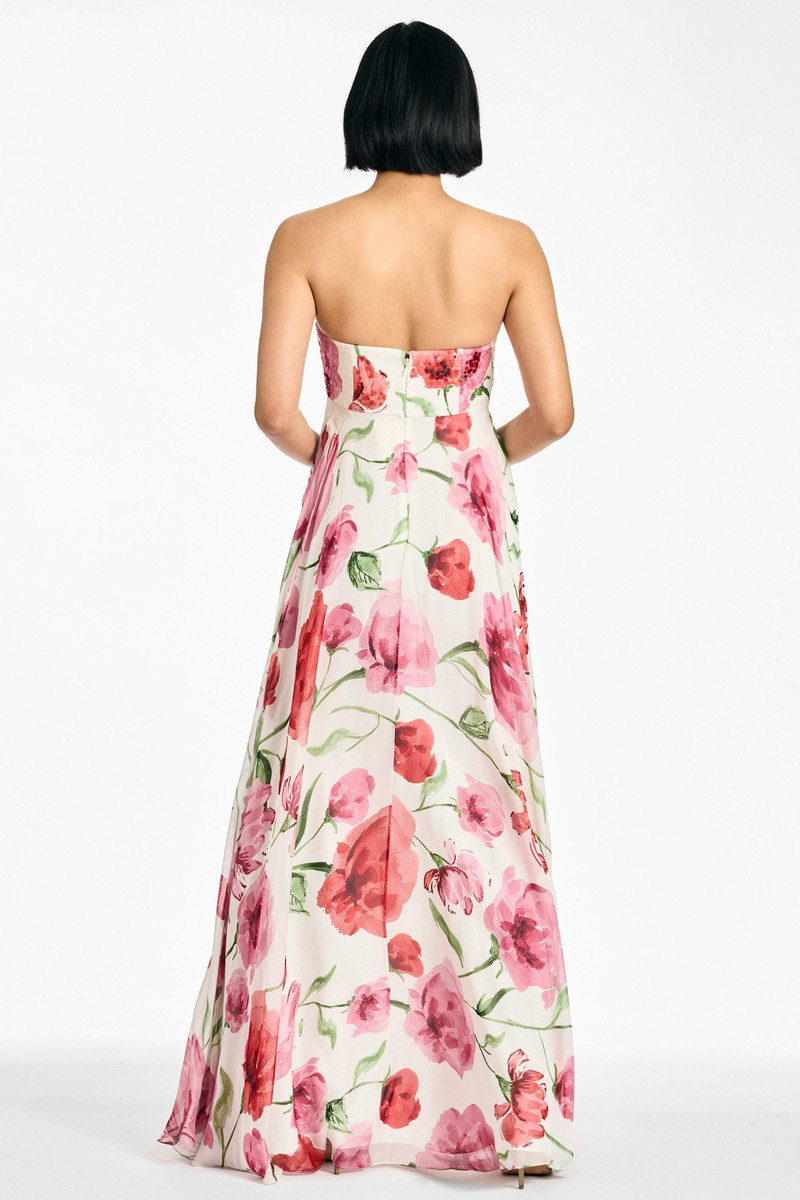 EMBELLISHED AMES GOWN - GRANDE WATERCOLOR POPPIES 5