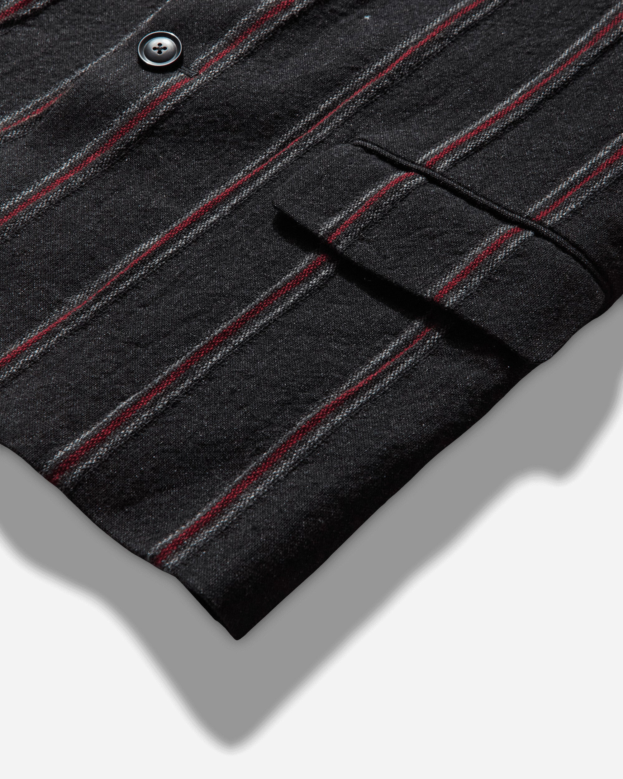 Men's Striped Tweed Sleeveless Jacket Charcoal / Red - 4