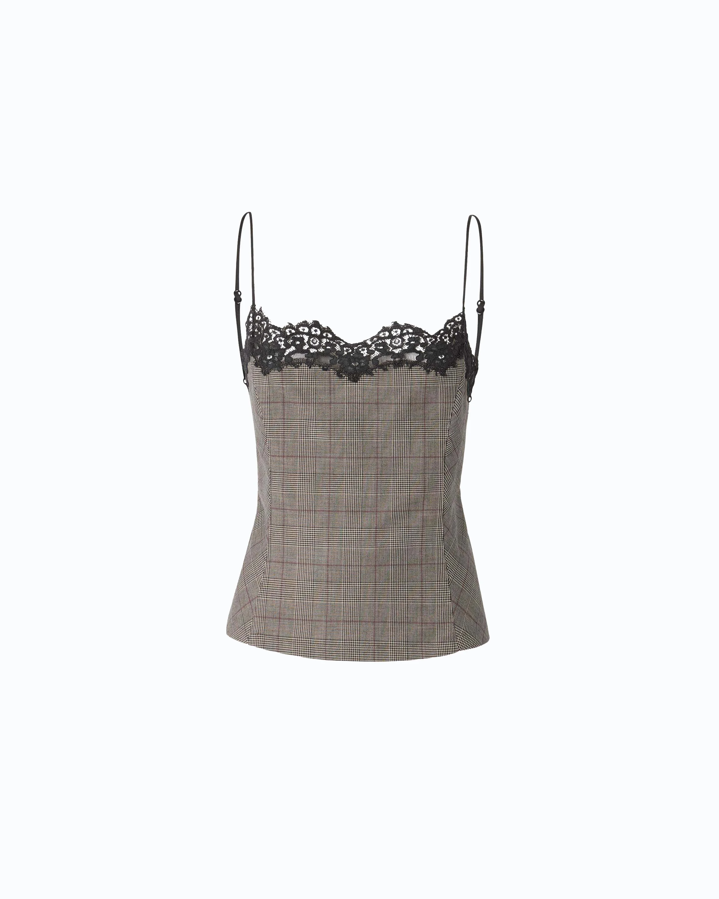 CHECK TOP WITH LACE - 1
