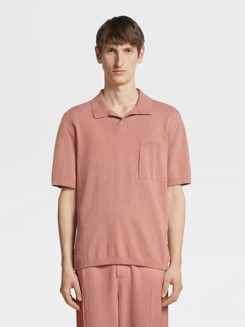 ZEGNA DUST PINK COTTON BLEND POLO SHIRT outlook