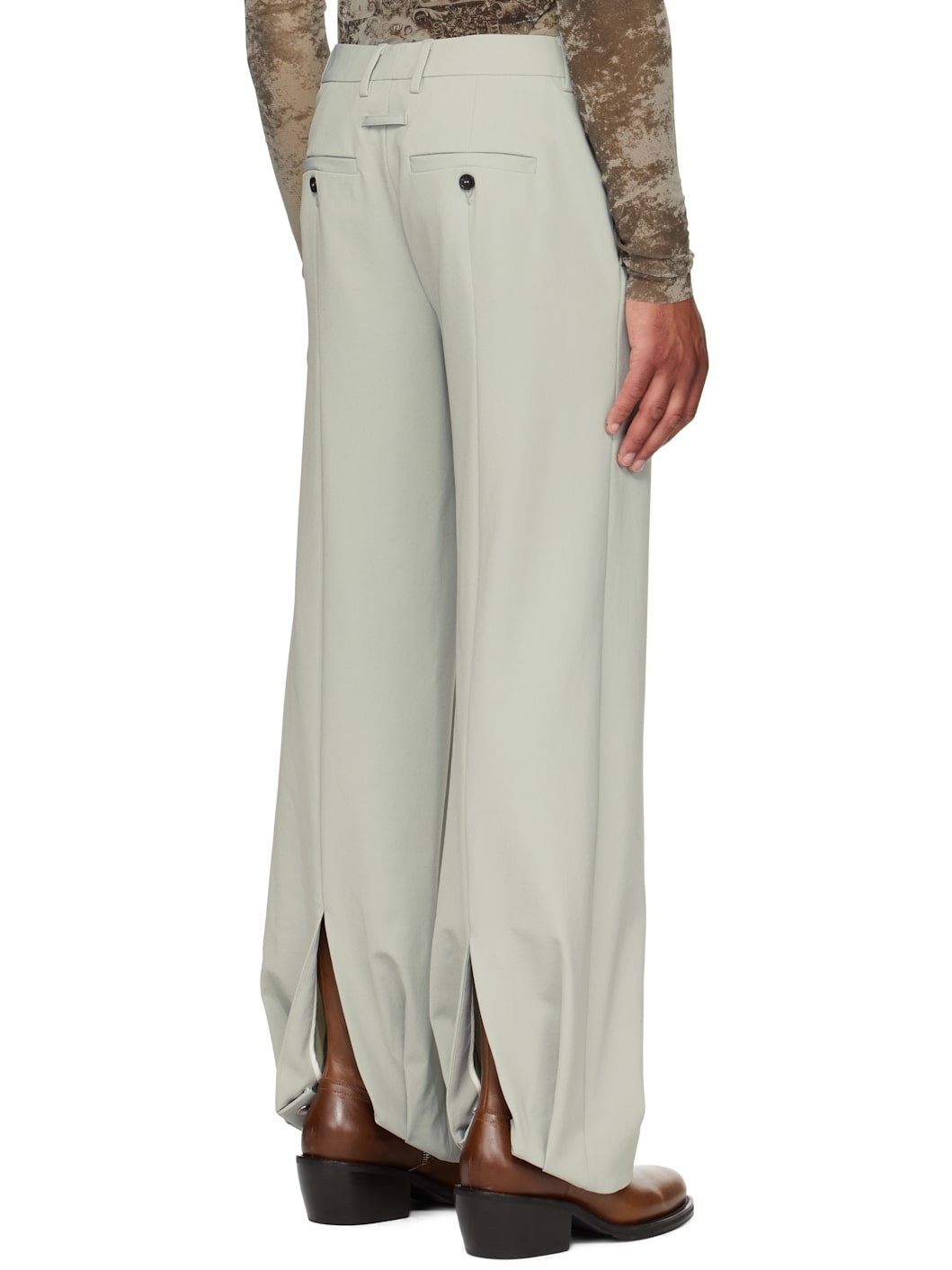 Green Undershoe Straps Detail Trousers - 3