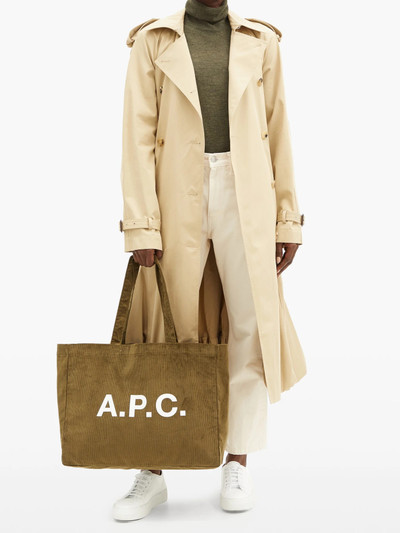 A.P.C. Diane logo cotton-blend corduroy tote outlook