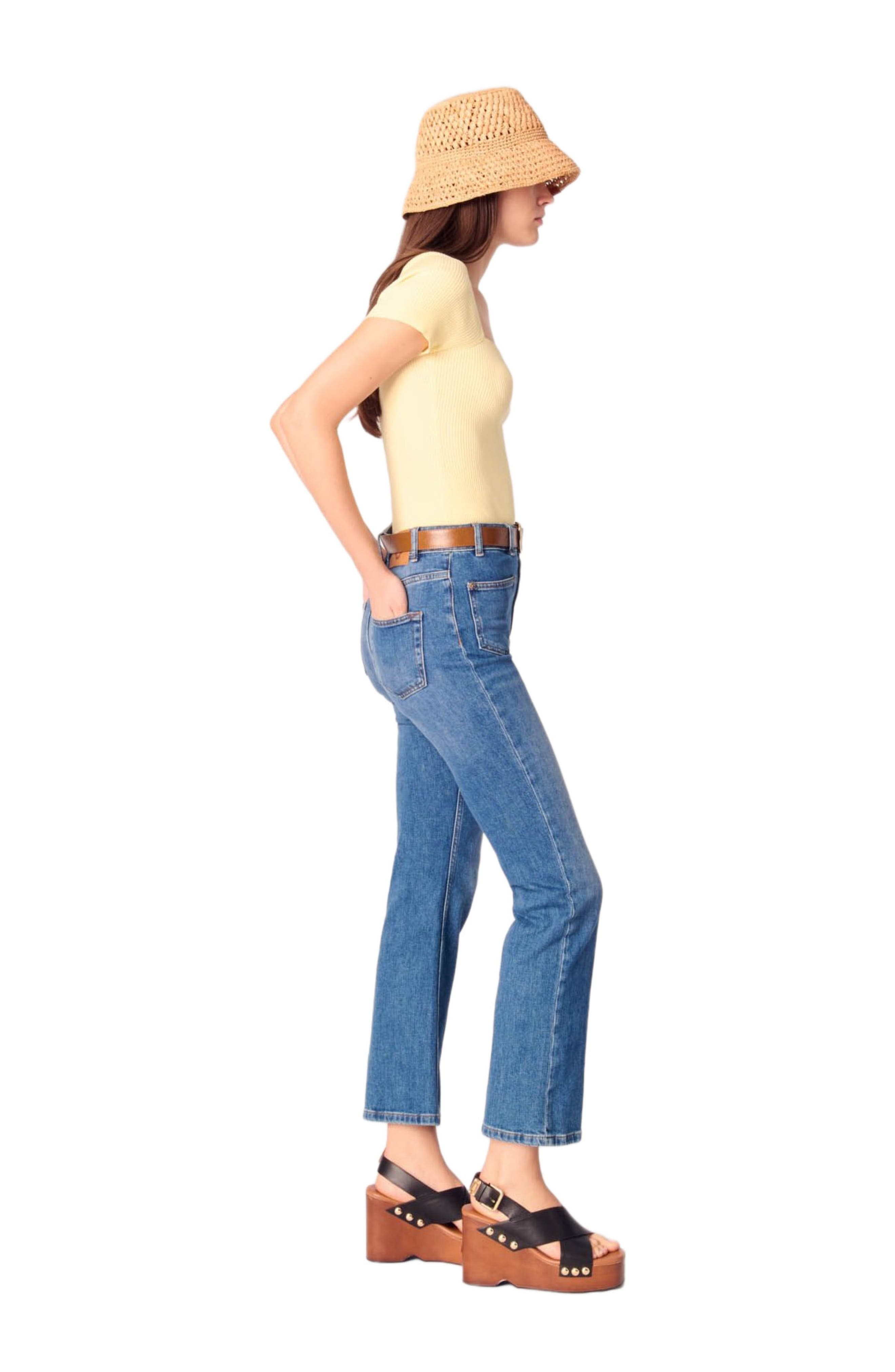 maje Rib knit top in Yellow at Nordstrom - 3
