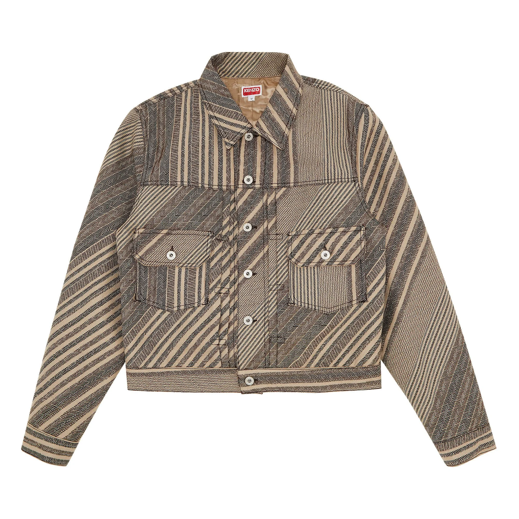Kenzo Diagonal Stripe Slim Pleated Trucker Jacket 'Beige' - 1
