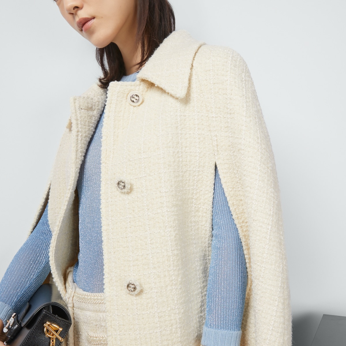 Bouclé wool tweed cape - 3