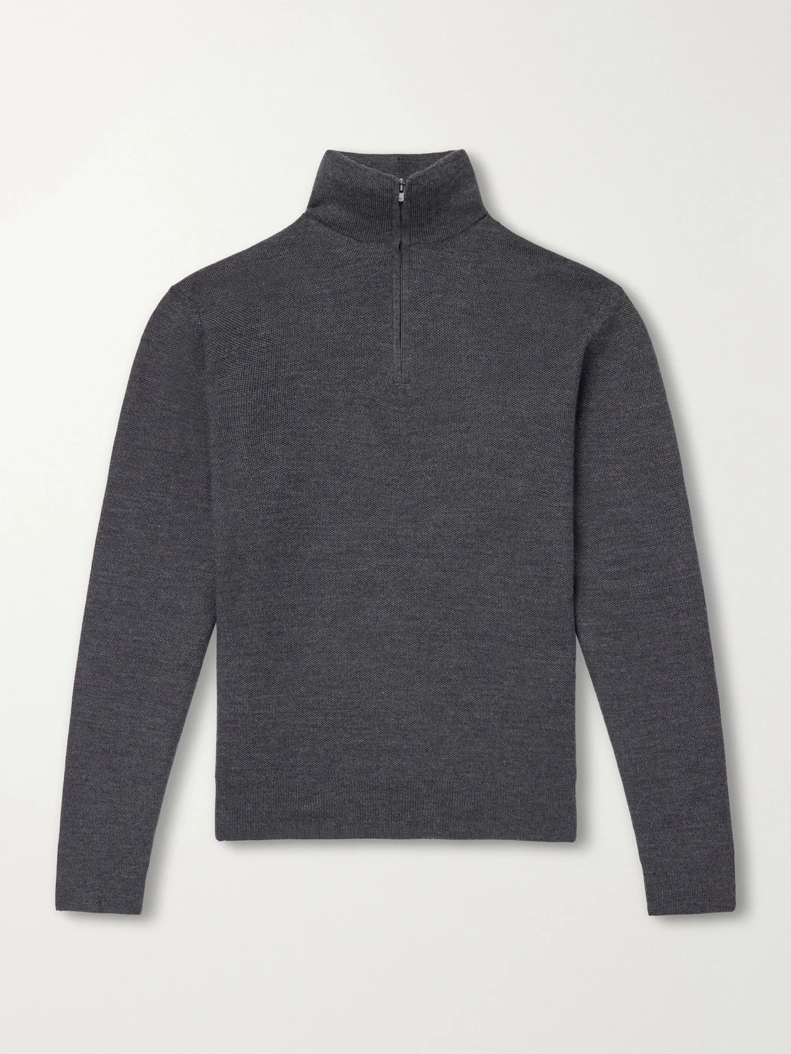 Wool-Piqué Half-Zip Sweater - 1