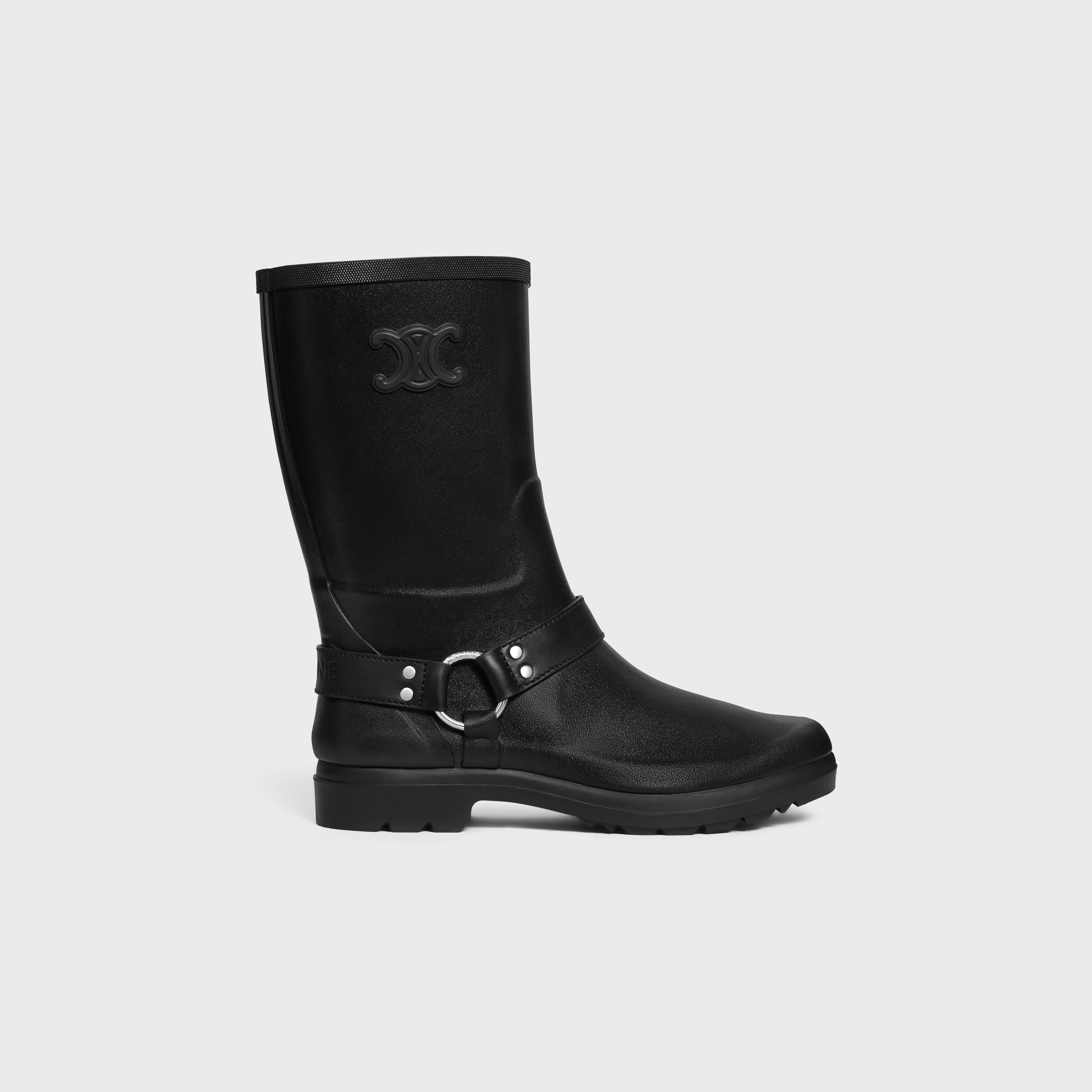 CELINE MID CELINE RAIN BOOTS in RUBBER AND CALFSKIN | REVERSIBLE