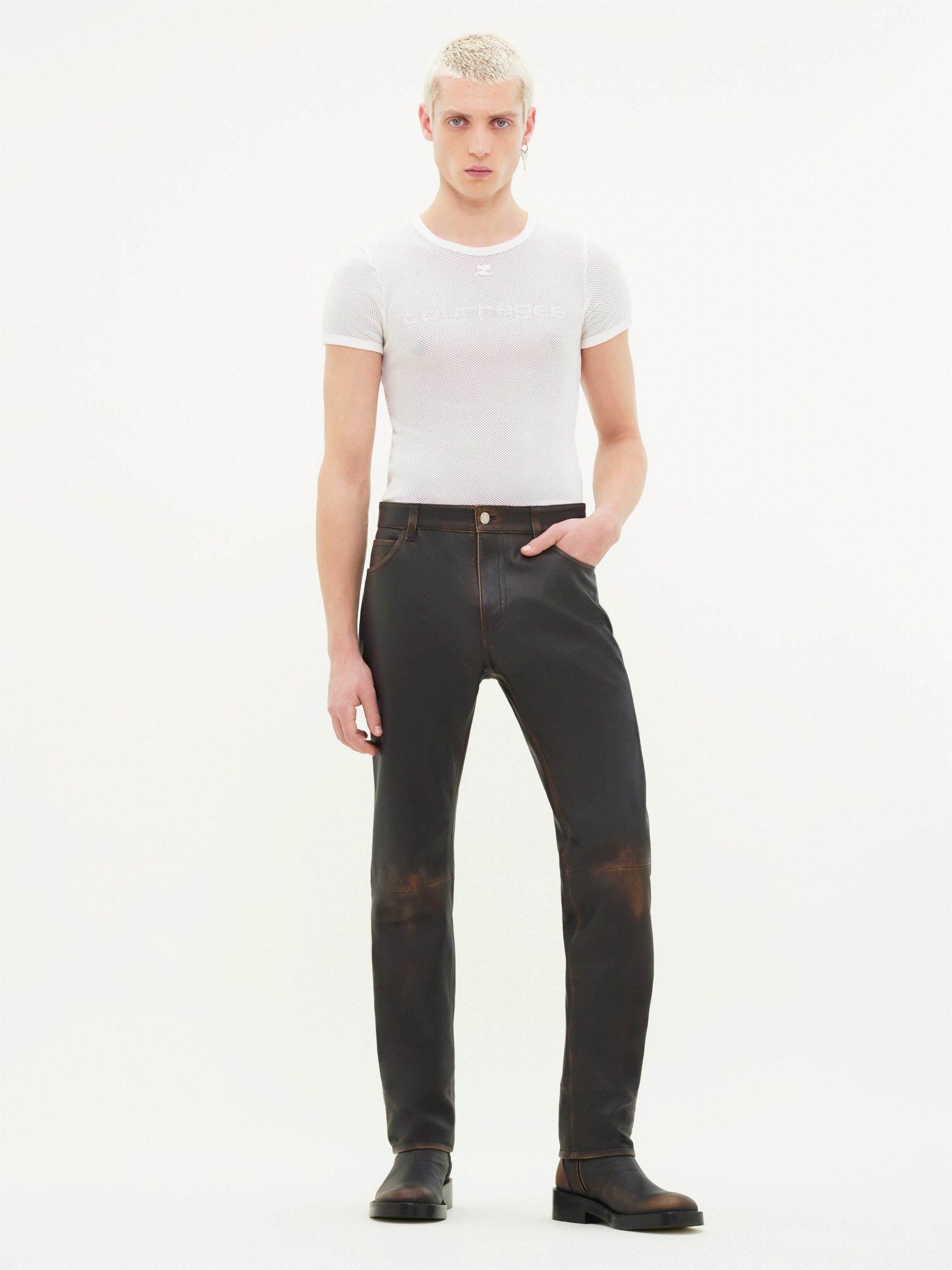 USED LEATHER 5-POCKET PANTS - 2