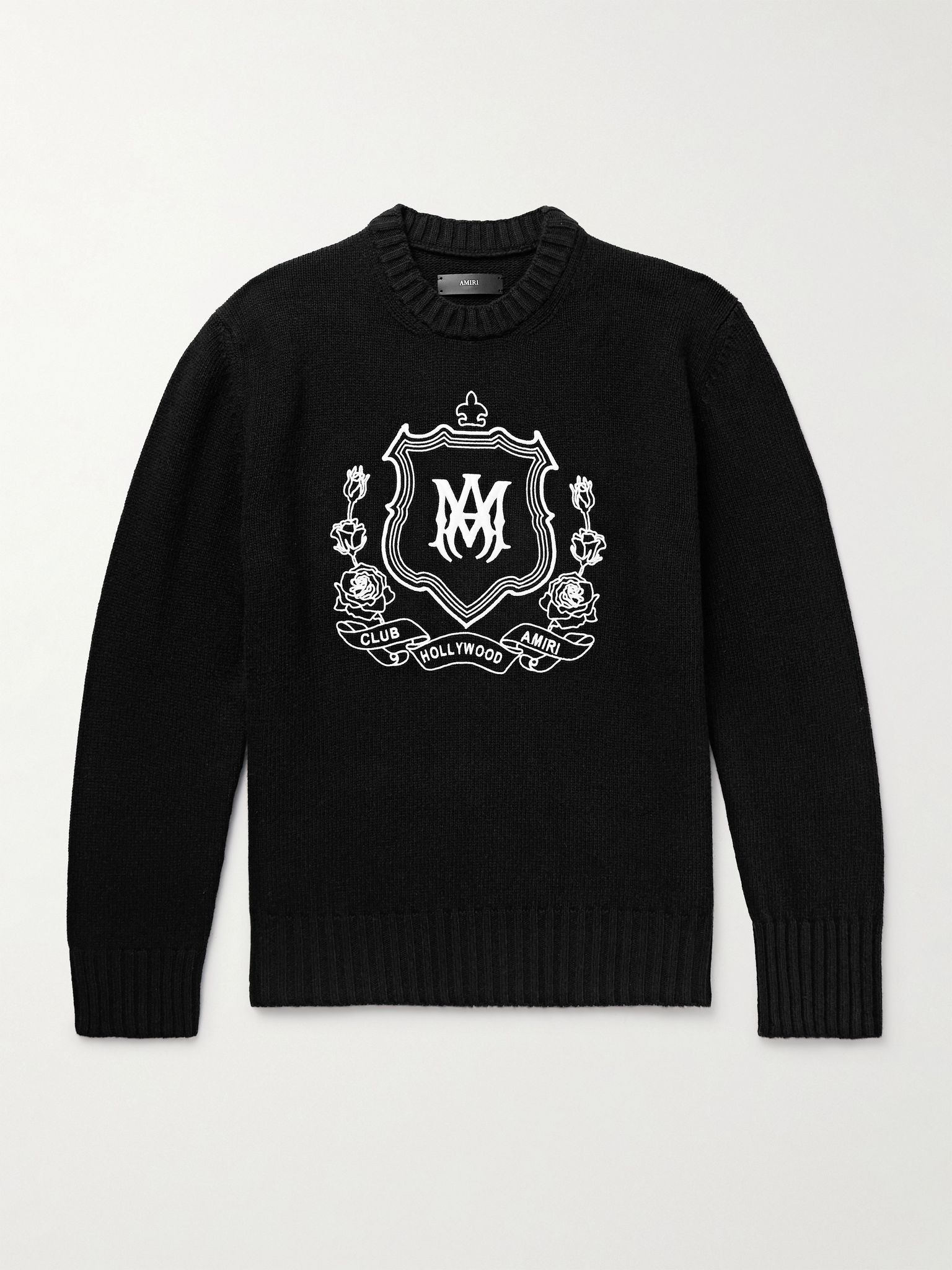 Logo-Embroidered Wool Sweater Black - 1