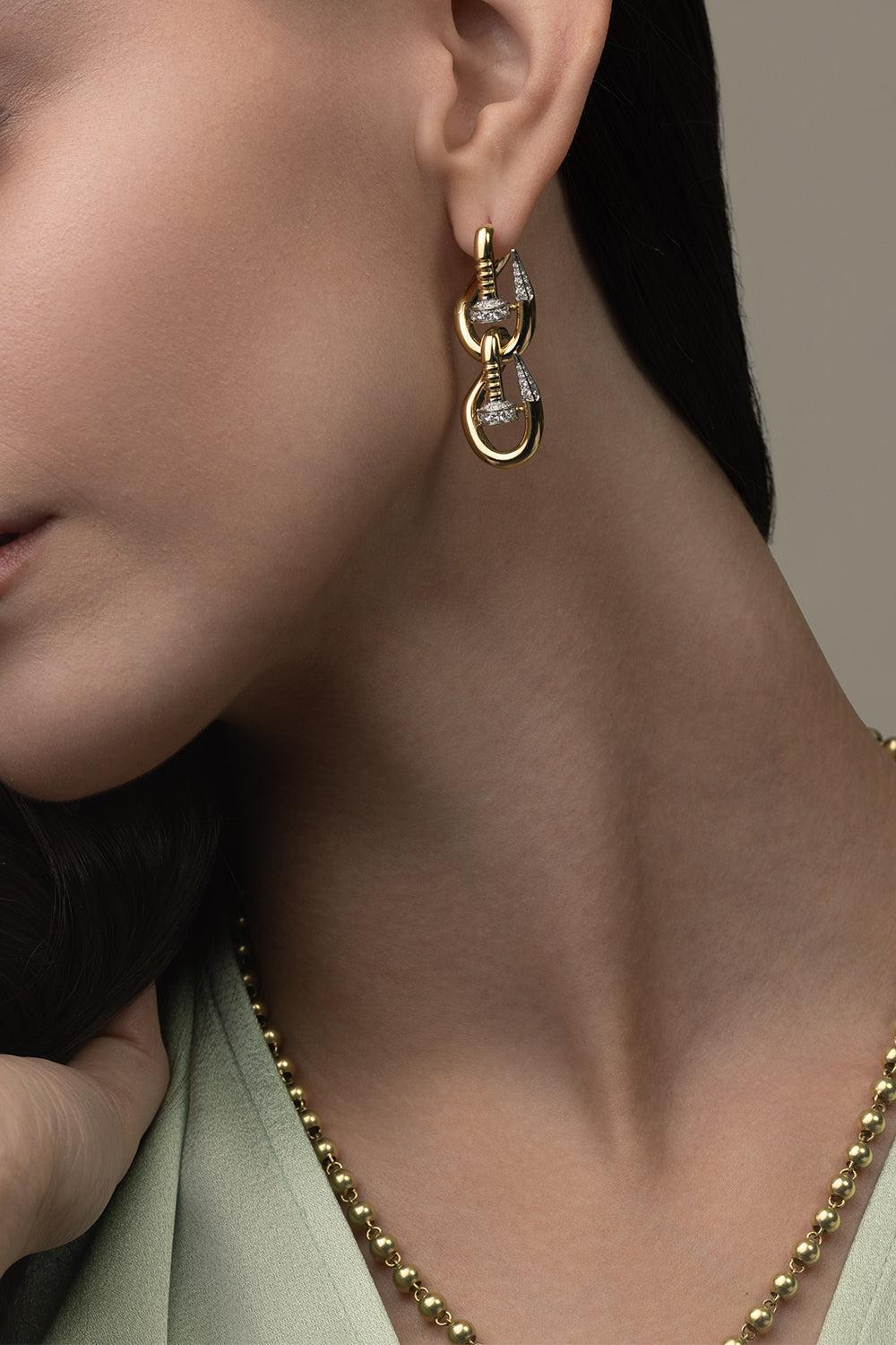 Double Bent Nail Diamond Earrings - 4