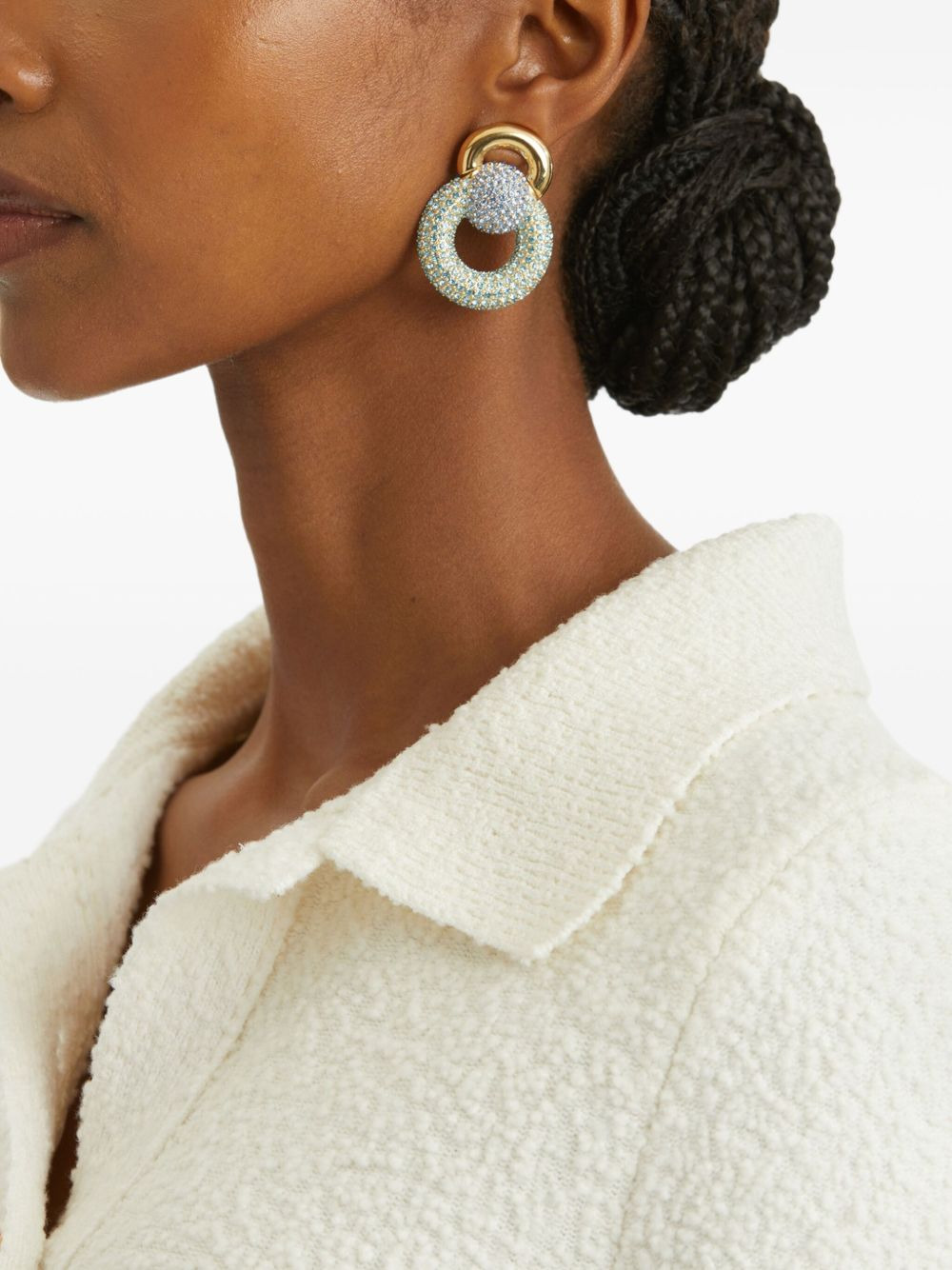 gemstone-embellished circular earrings - 2