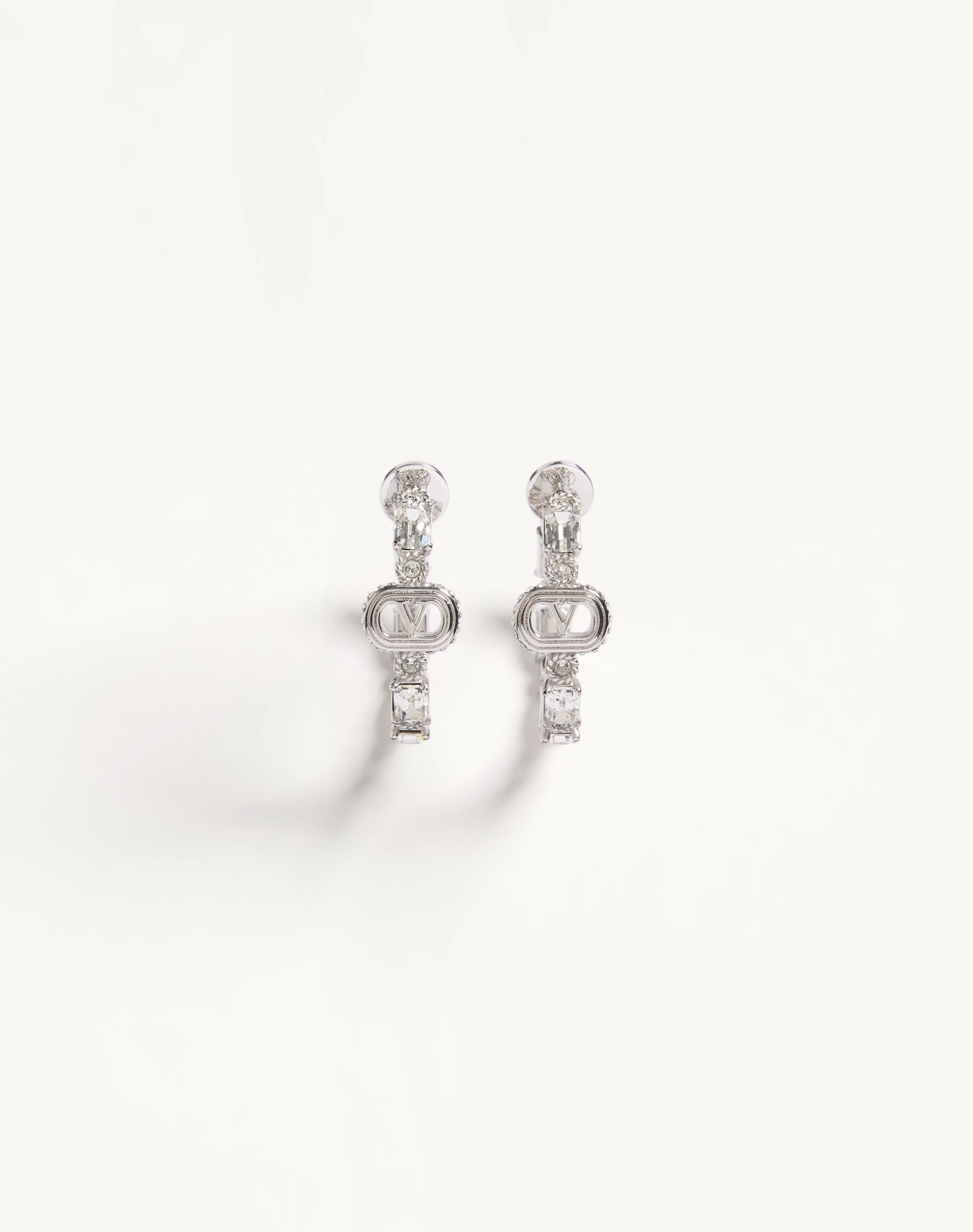 OVALETTE METAL AND SWAROVSKI® CRYSTAL EARRINGS - 1