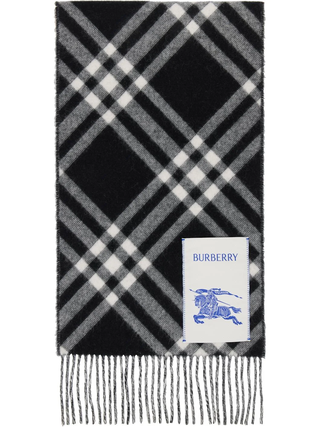 Black & White Check Cashmere Scarf - 1