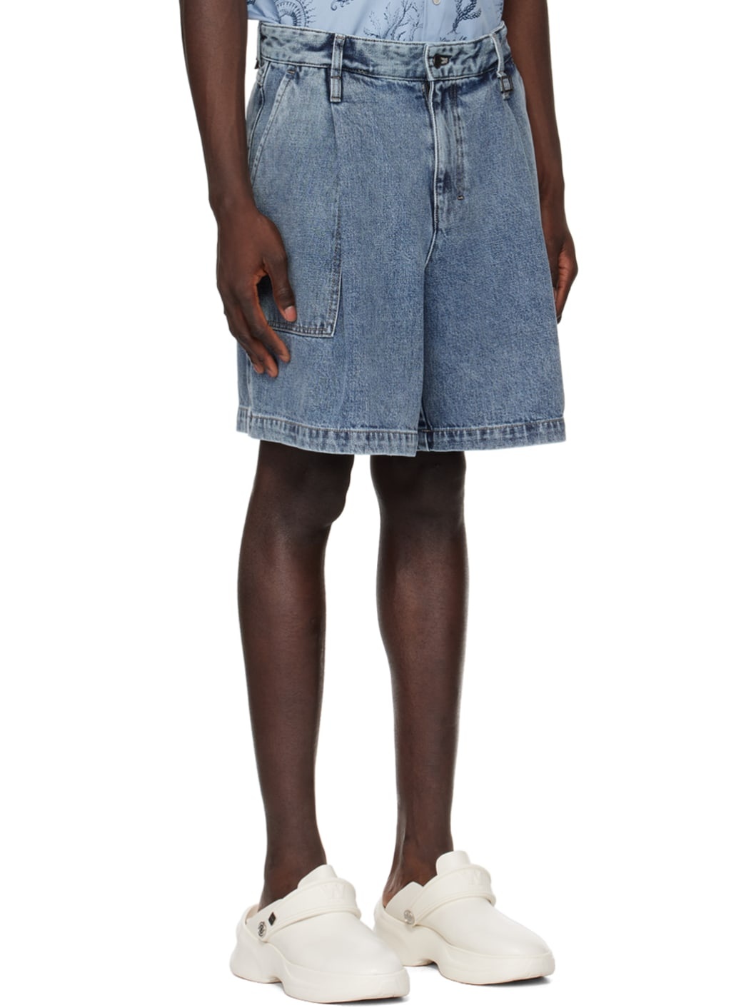 Blue Faded Denim Shorts - 2