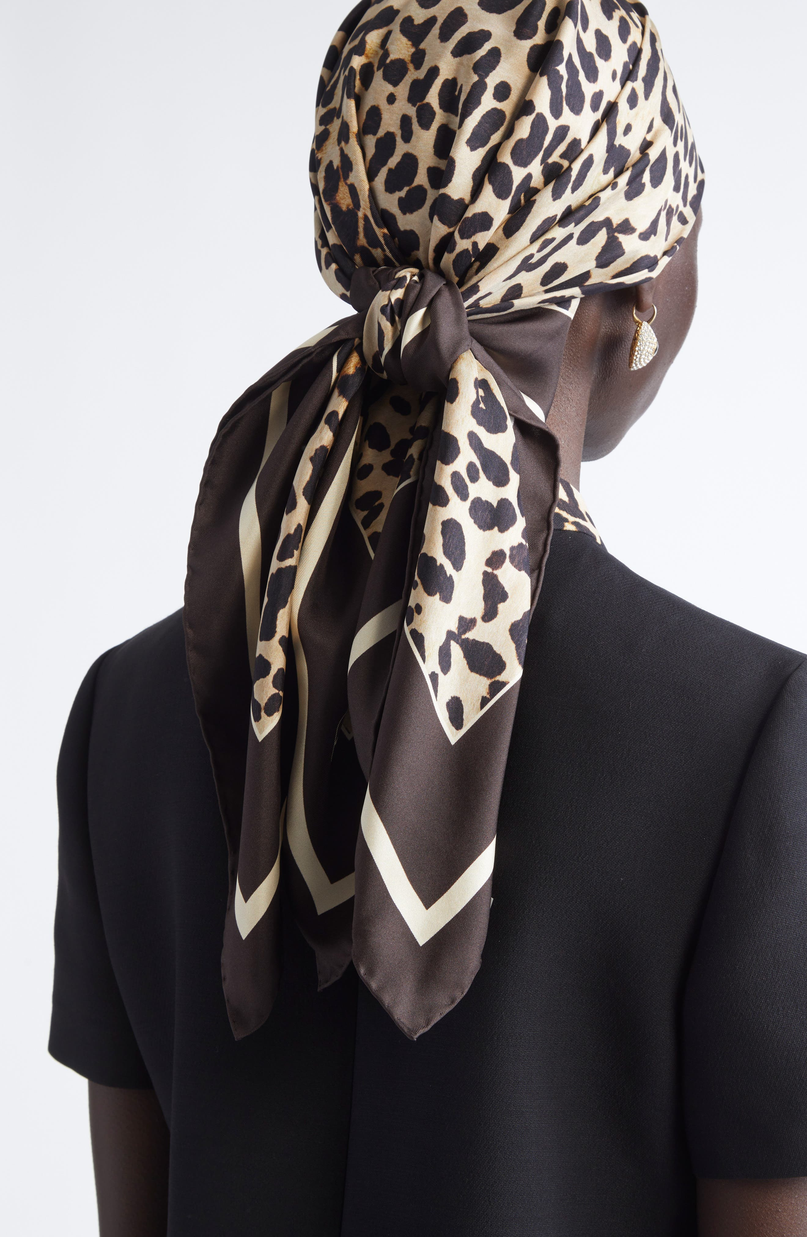 Valentino Garavani Leopard Print Silk Square Scarf in Multicolor Animalier at Nordstrom - 2