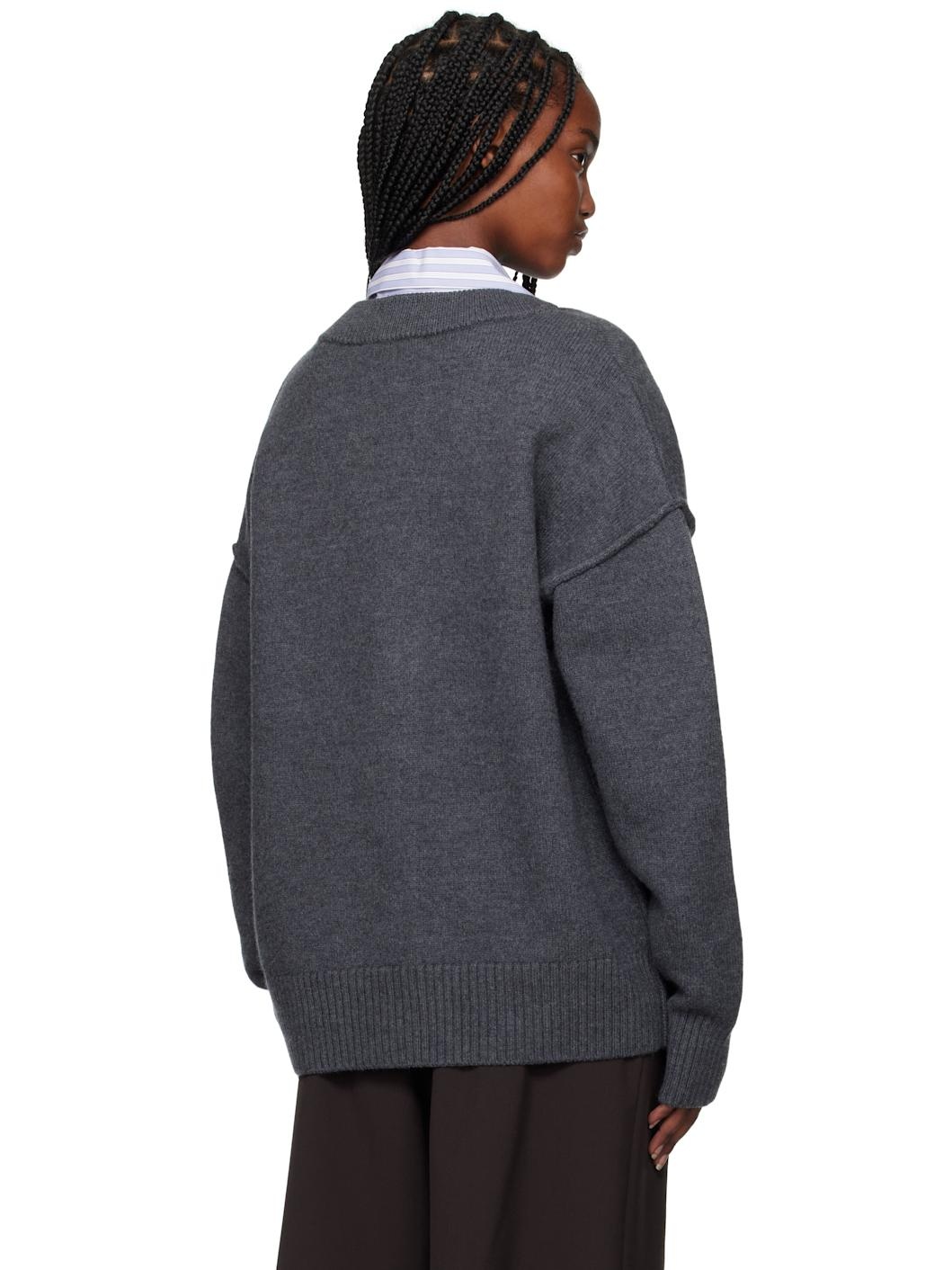 Gray Wool Ami de Coeur Cardigan - 3