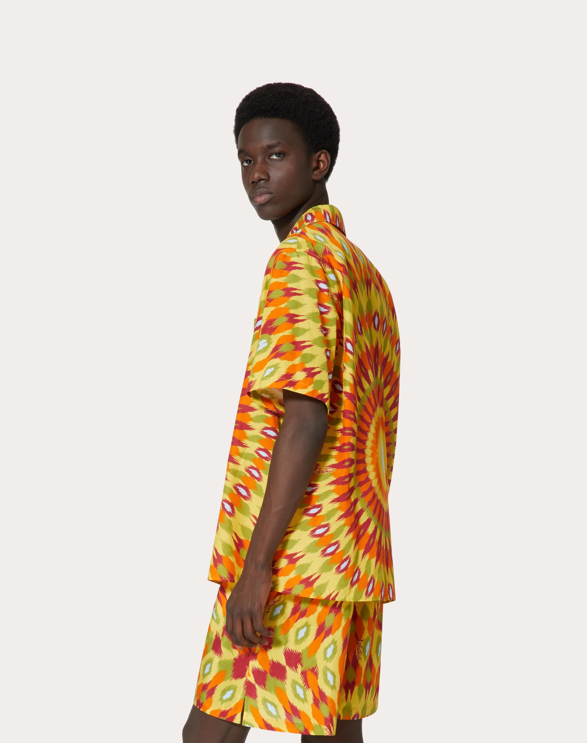 ROUND RAIN PRINT SILK AND COTTON SHIRT - 4