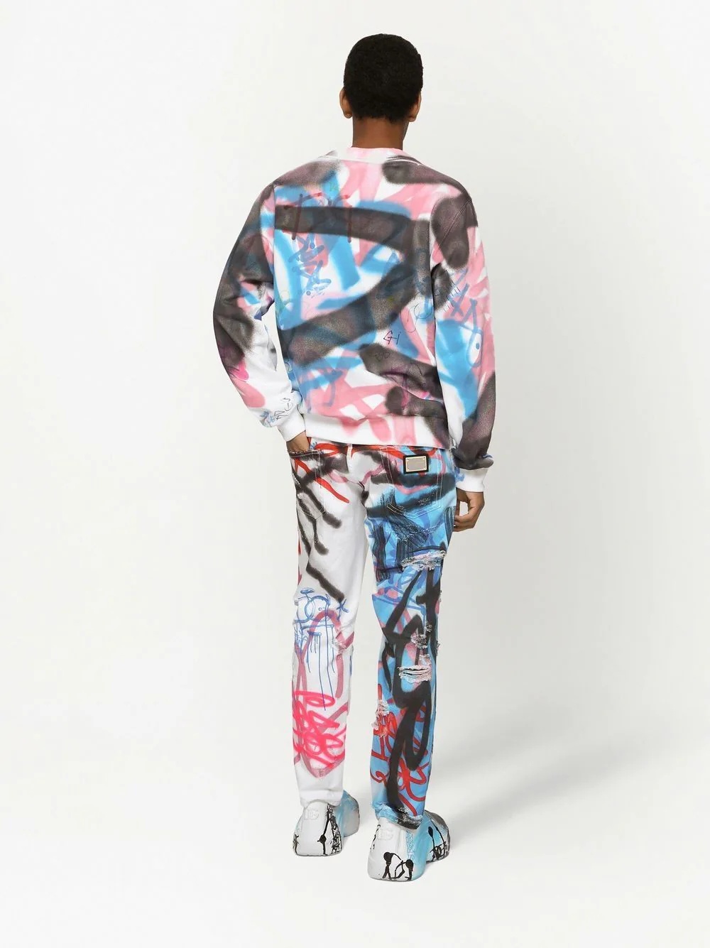 graffiti-print straight leg jeans - 4