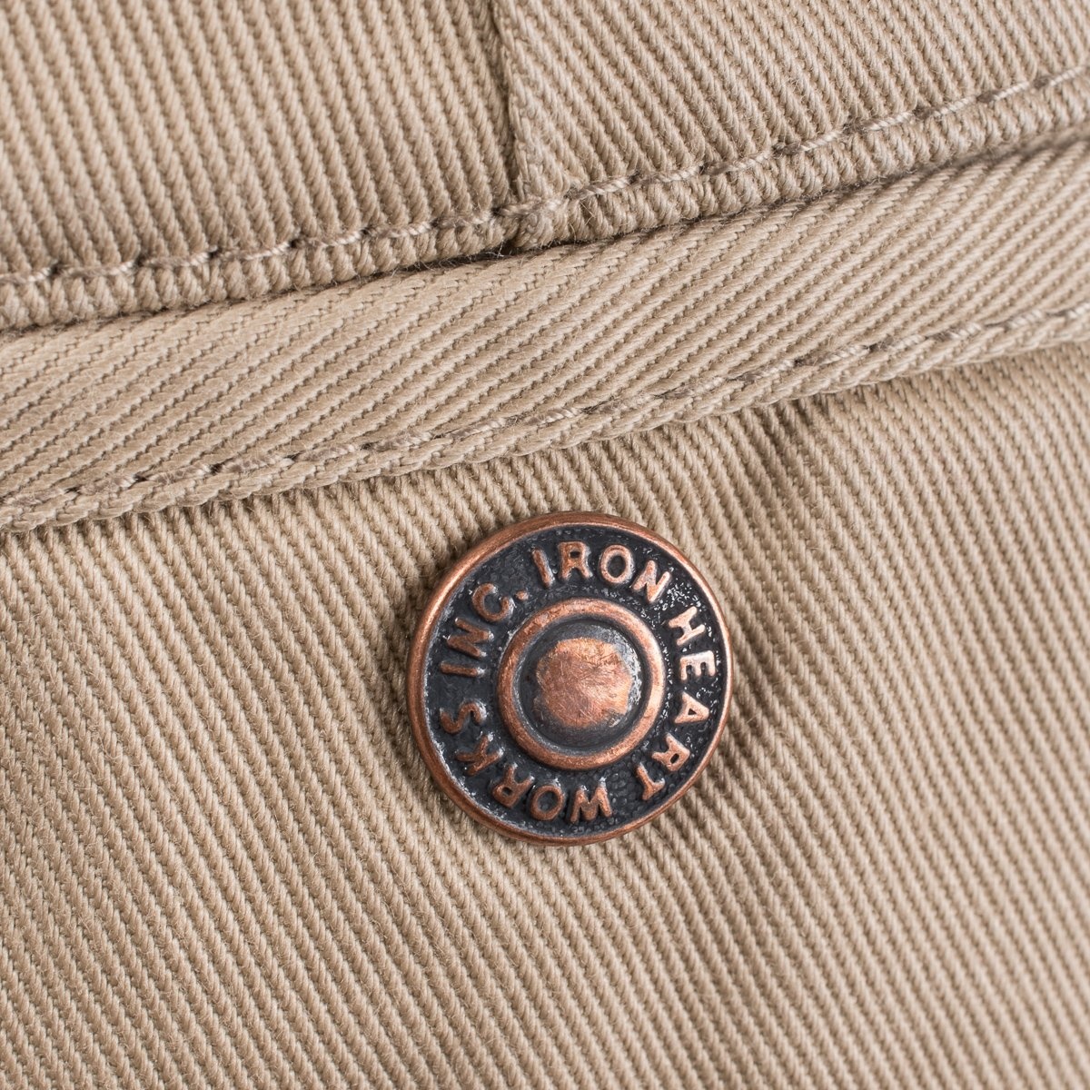 IH-721-KHA 9oz Mercerised Selvedge Cotton Slim Tapered Chinos - Khaki - 10
