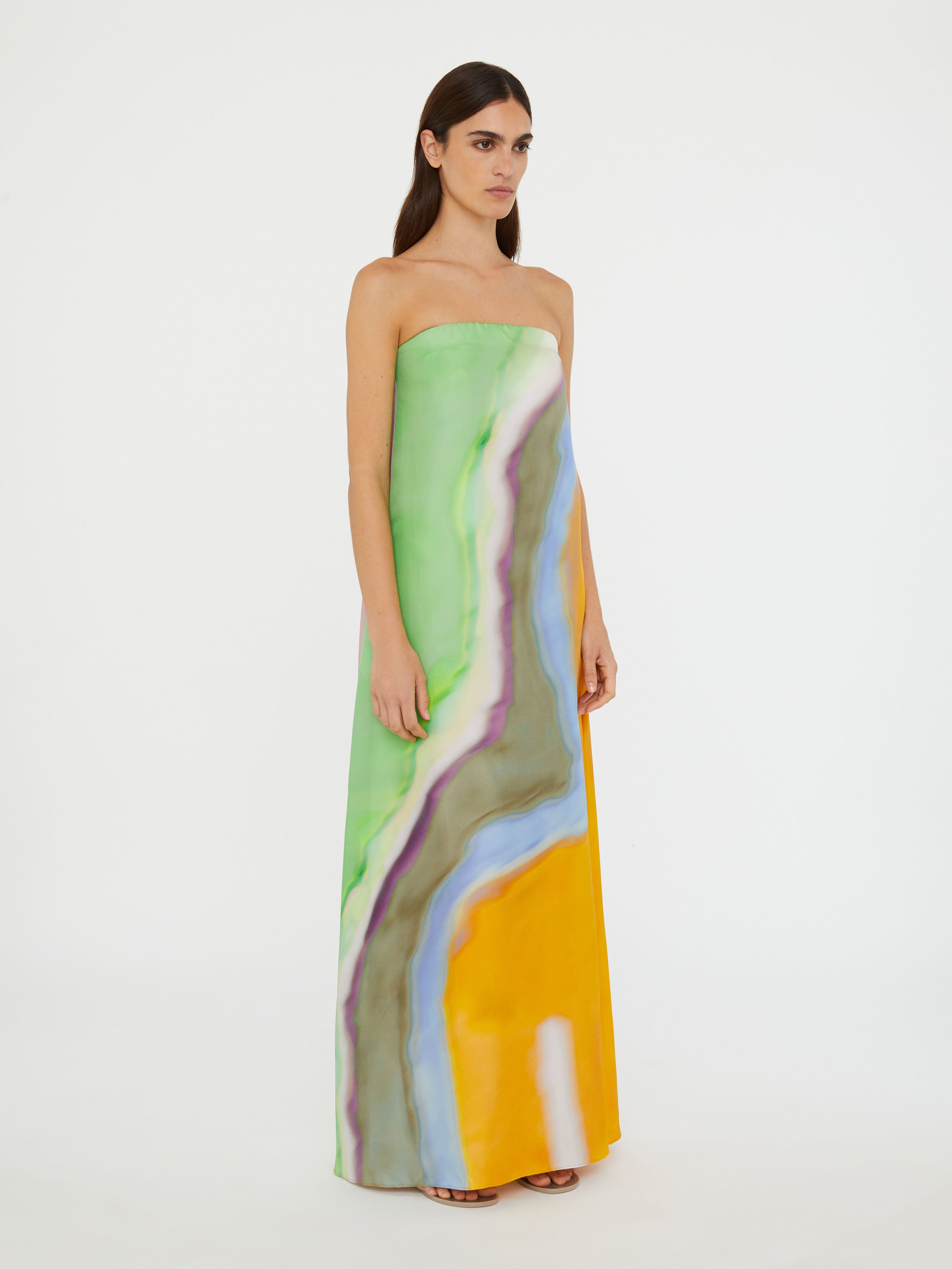 Aura Silk Strapless Dress - 4
