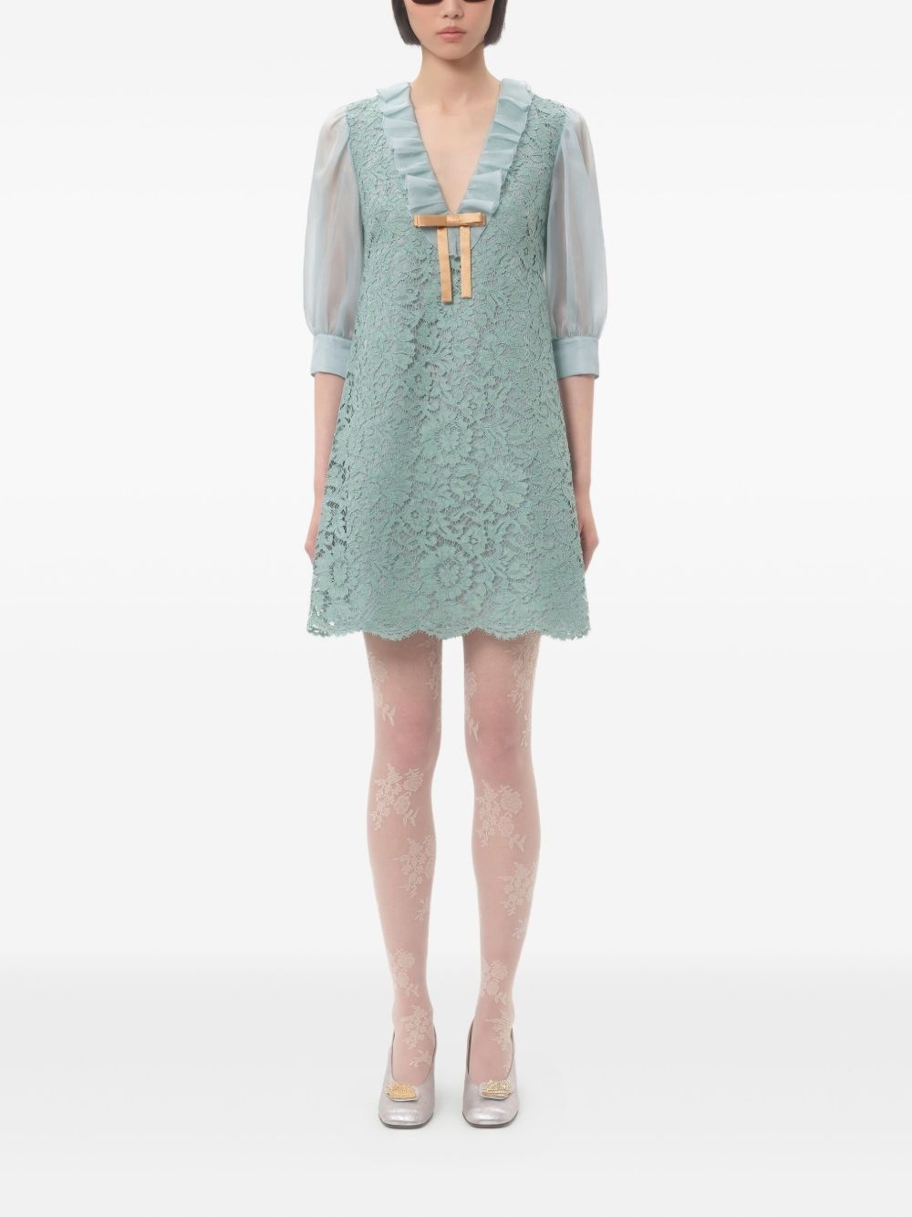 lace-pattern minidress - 3