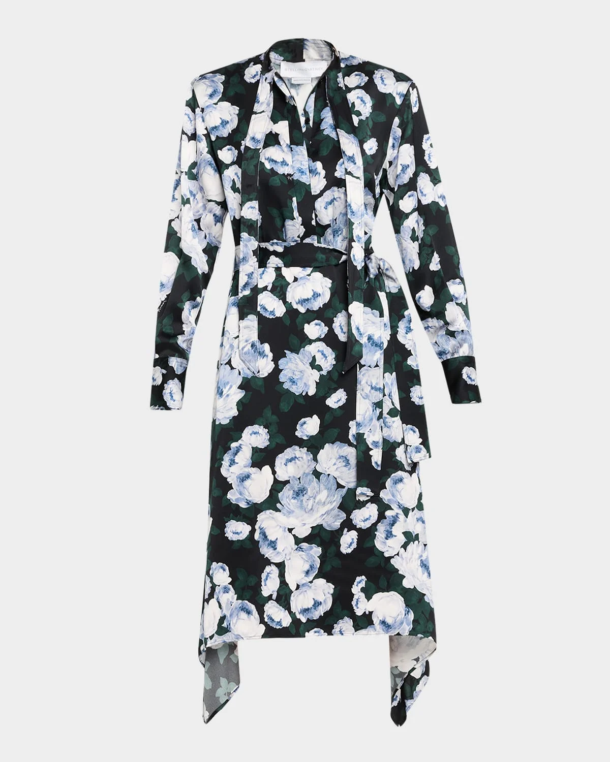 Floral-Print Handkerchief Midi Shirtdress - 1