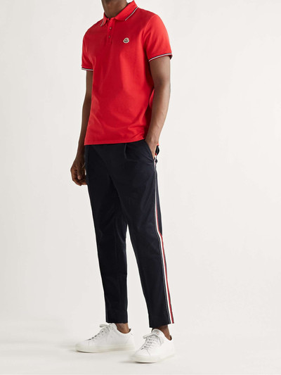 Moncler Tapered Grosgrain-Trimmed Stretch-Cotton Twill Trousers outlook