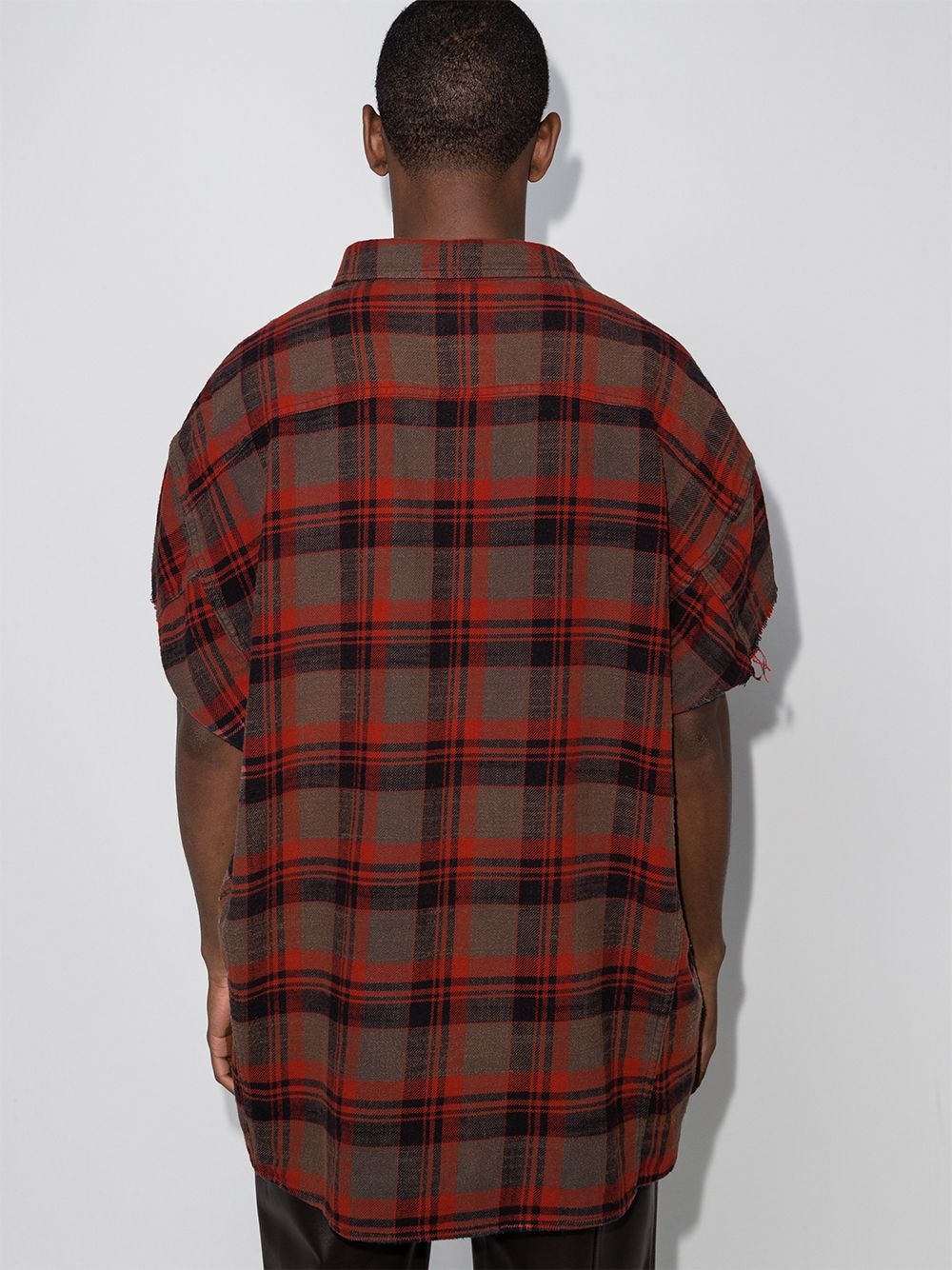 plaid-pattern short-sleeve shirt - 3