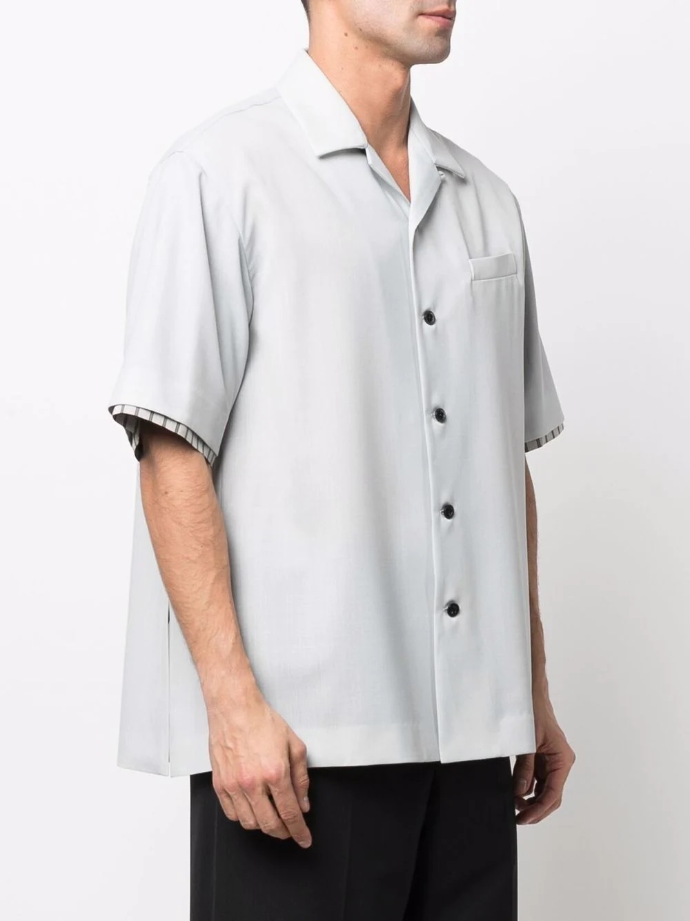 layered-detail short-sleeve shirt - 3