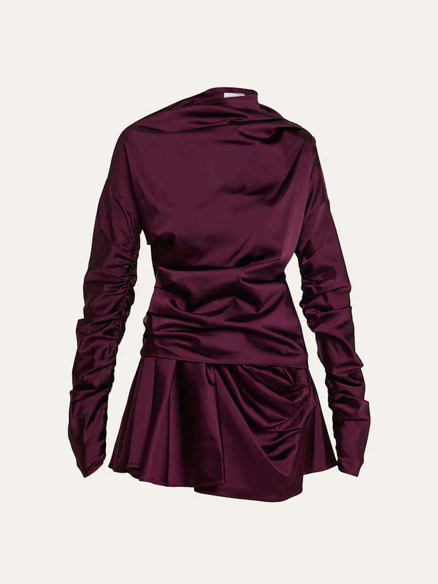 Technical Stretch Satin Mini Dress - 1