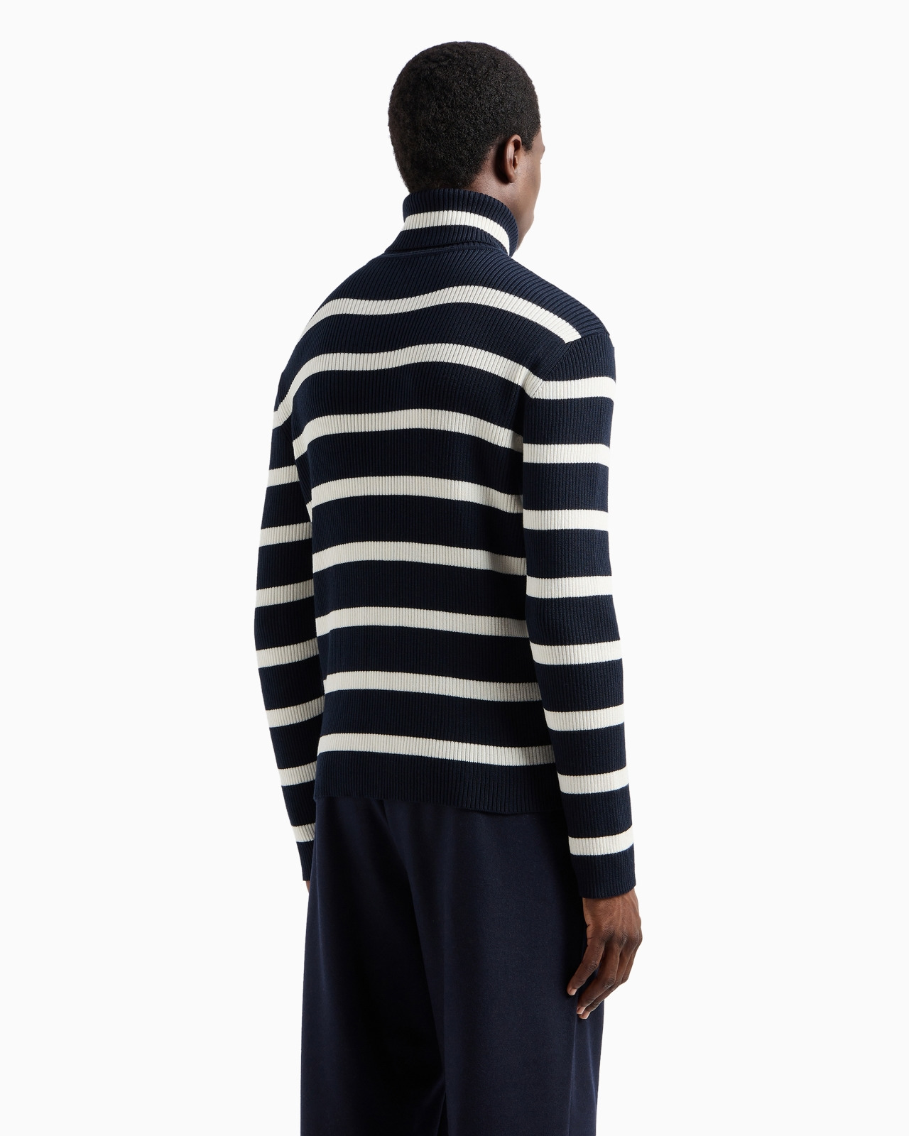 Ribbed, striped wool-blend rollneck jumper - 3