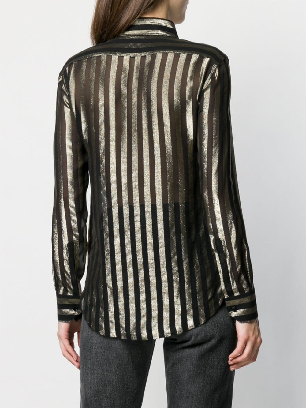 sheer stripe-pattern shirt - 4