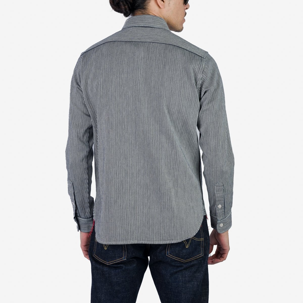 IHSH-366-IND 8oz Herringbone Hickory Stripe Work Shirt - Indigo - 4