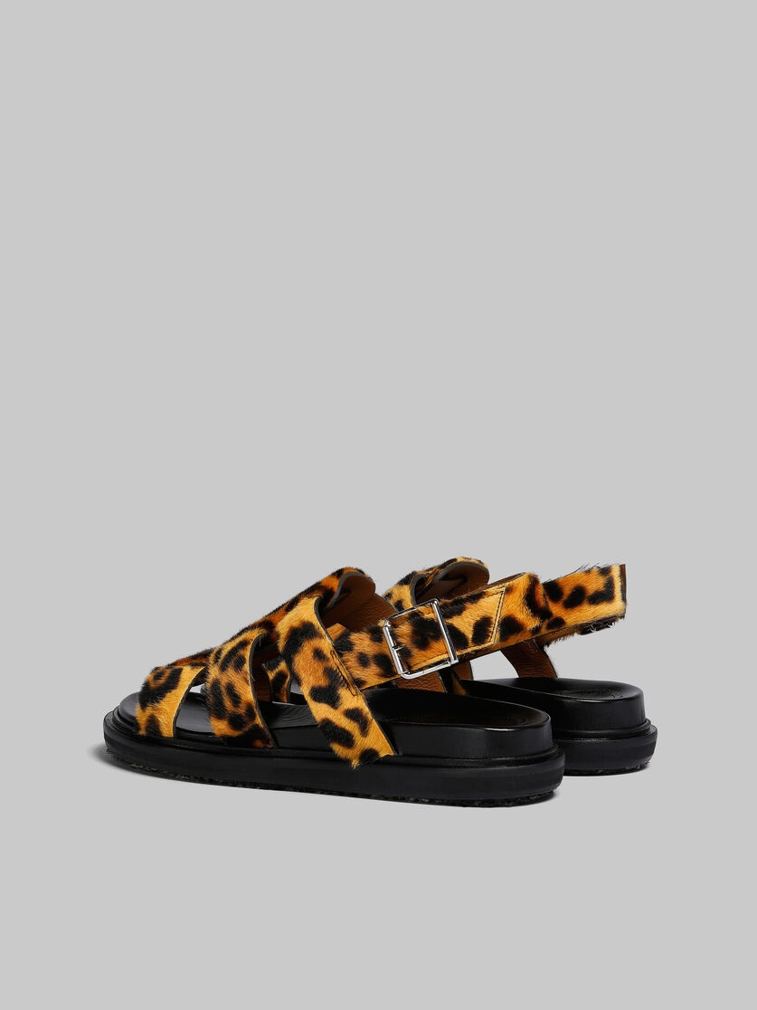 LEOPARD-PRINT SHORT-HAIR SHEARLING GLADIATOR SANDAL - 3