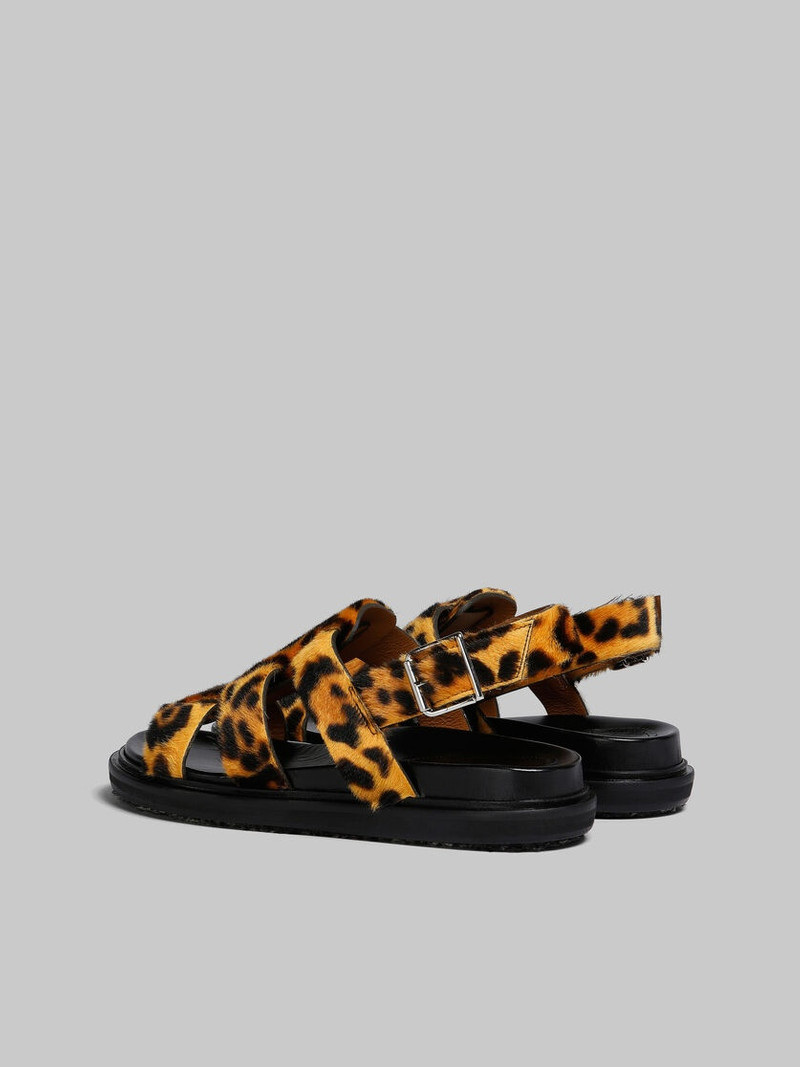 Marni LEOPARD-PRINT SHORT-HAIR SHEARLING GLADIATOR SANDAL outlook