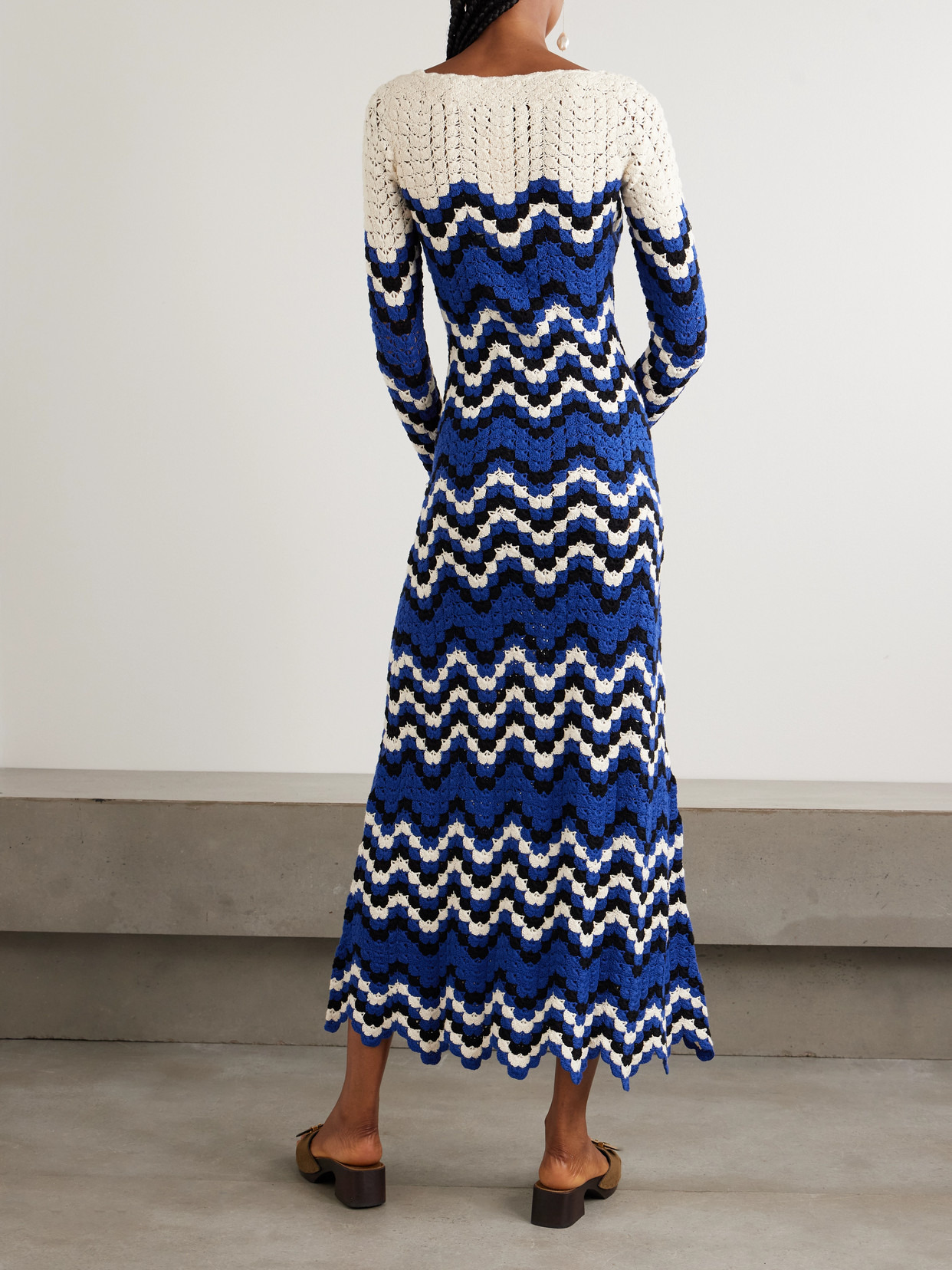 Sumac Scalloped Crocheted Cotton Midi Dress - 3