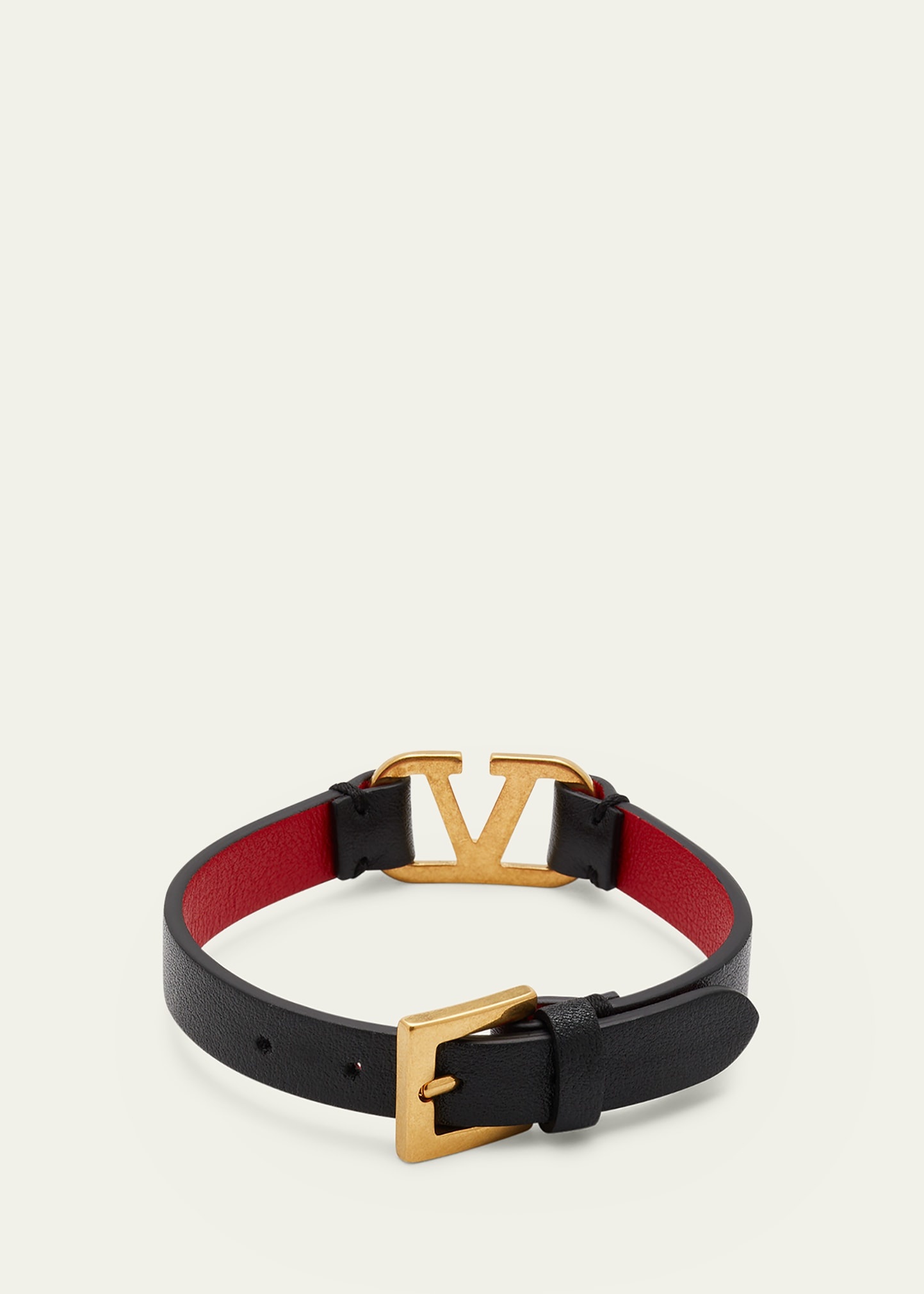 Antiqued Brass Logo Leather Bracelet - 4