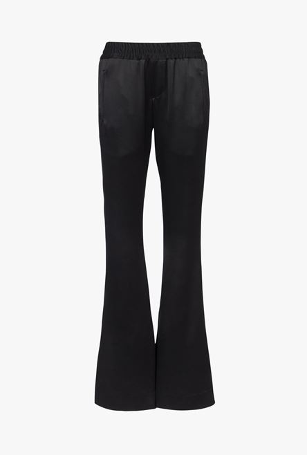 Black eco-designed satiny pants - 1