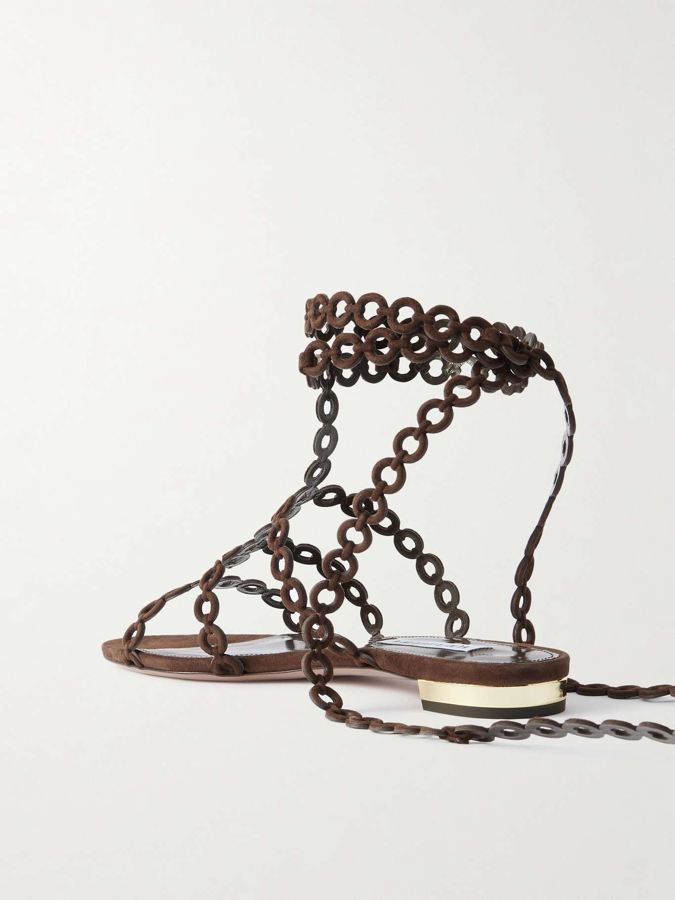 Infinity Chain cutout suede sandals Dark brown - 3