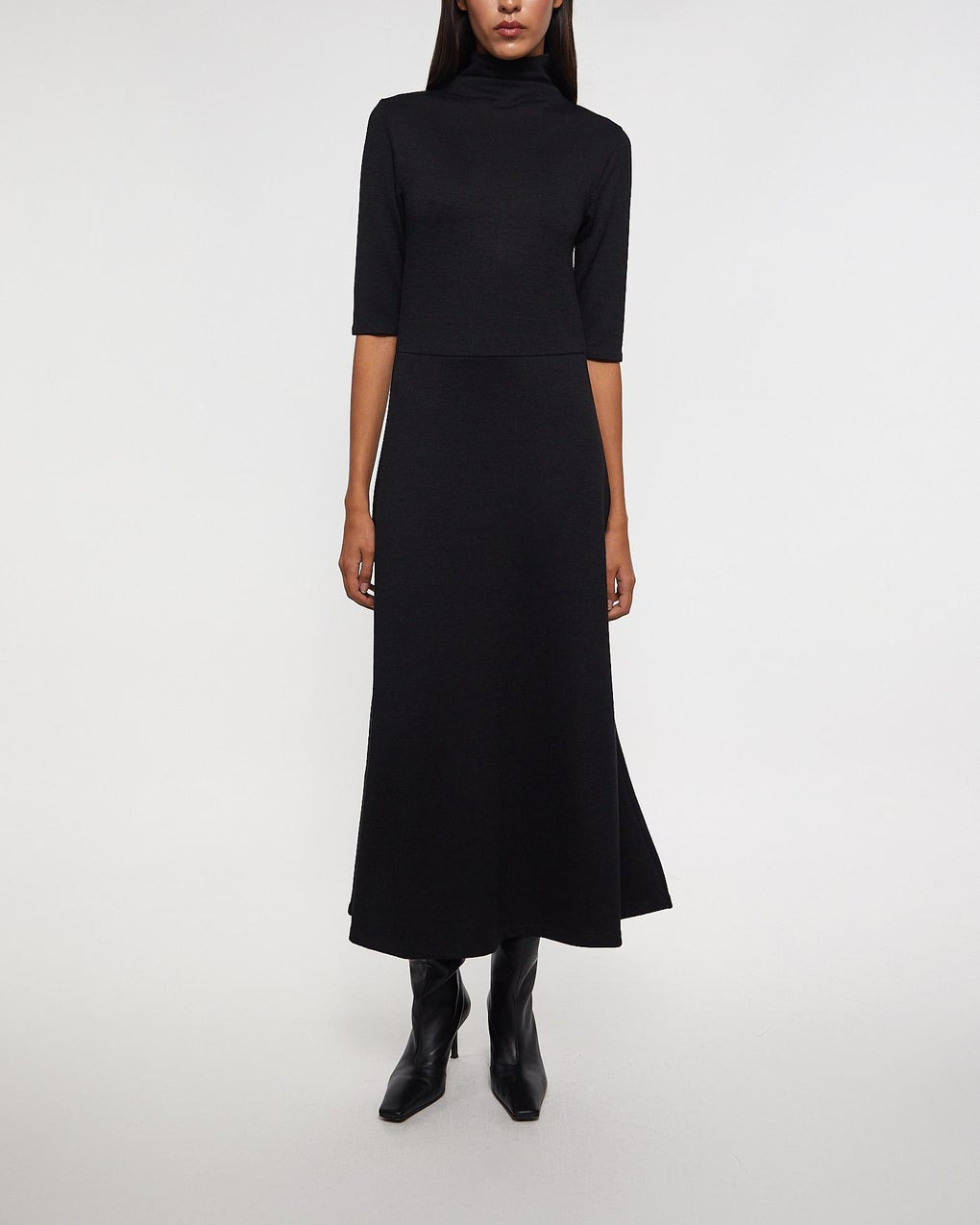 Dress Elbow-Sleeve Turtleneck Black - 2